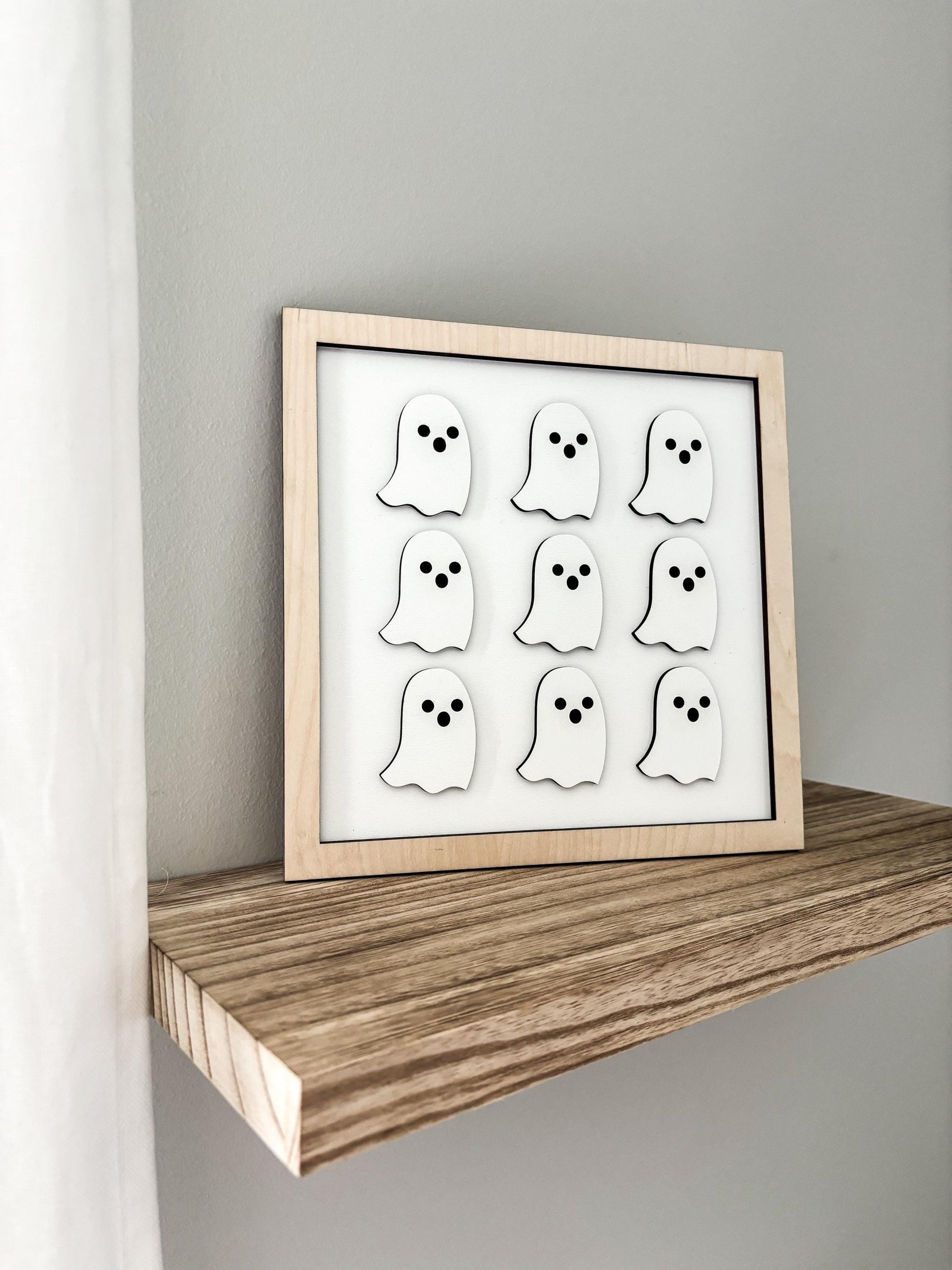 Halloween Ghost Sign, White on White Modern Halloween Decor, Day of the Dead Decor, Fall Decor, Halloween Sign, Fall Wood Sign