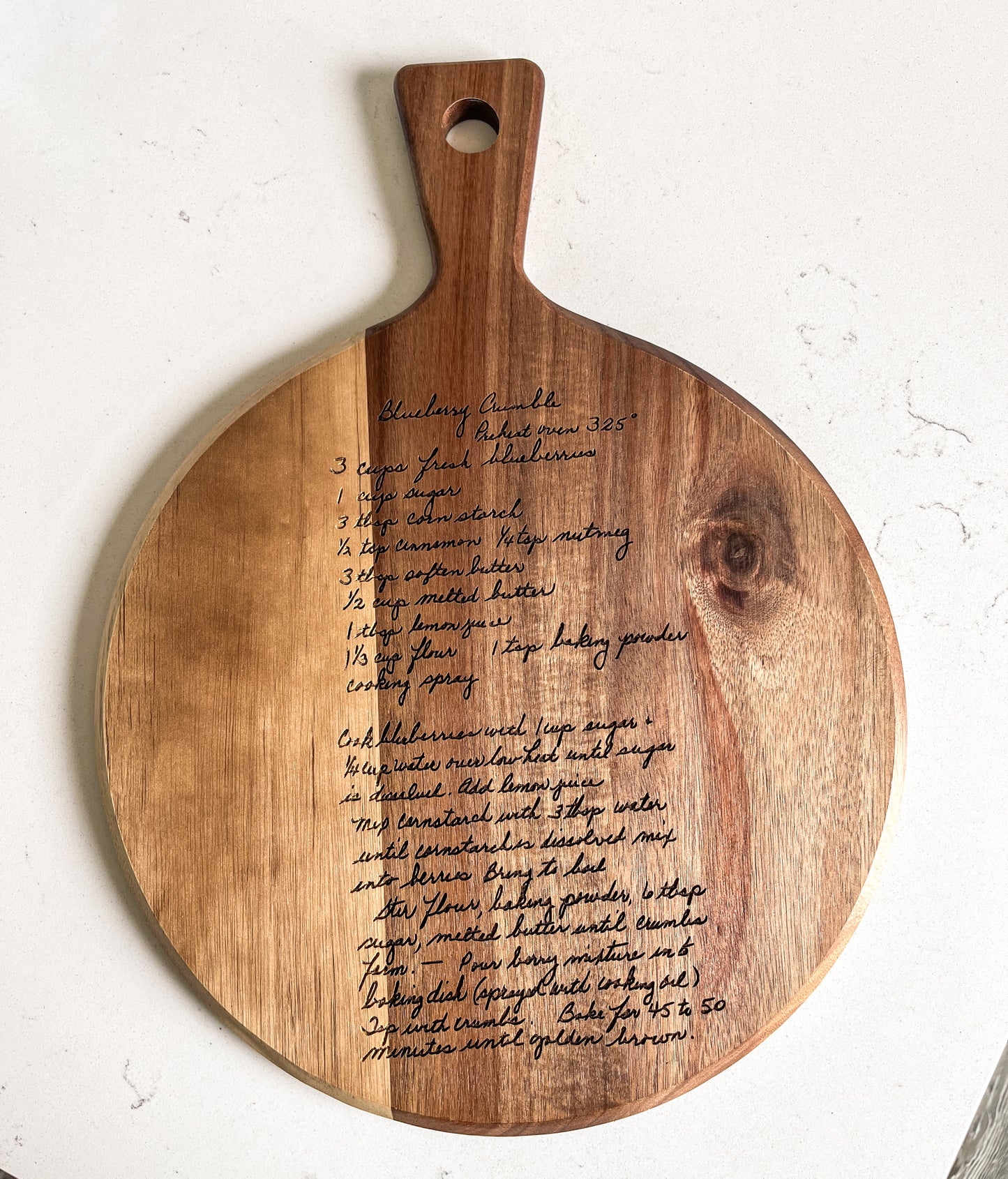 Handwriting Cutting Board Acacia Wood Round