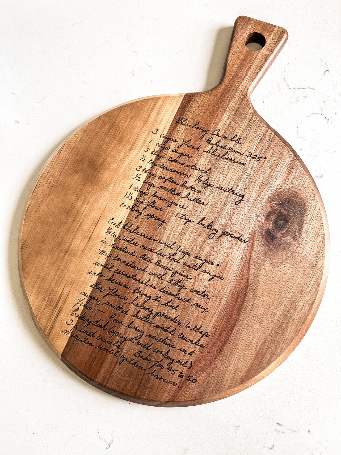 Handwriting Cutting Board Acacia Wood Round