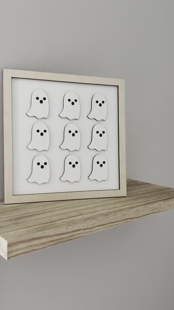 Halloween Ghost Sign, White on White Modern Halloween Decor, Day of the Dead Decor, Fall Decor, Halloween Sign, Fall Wood Sign