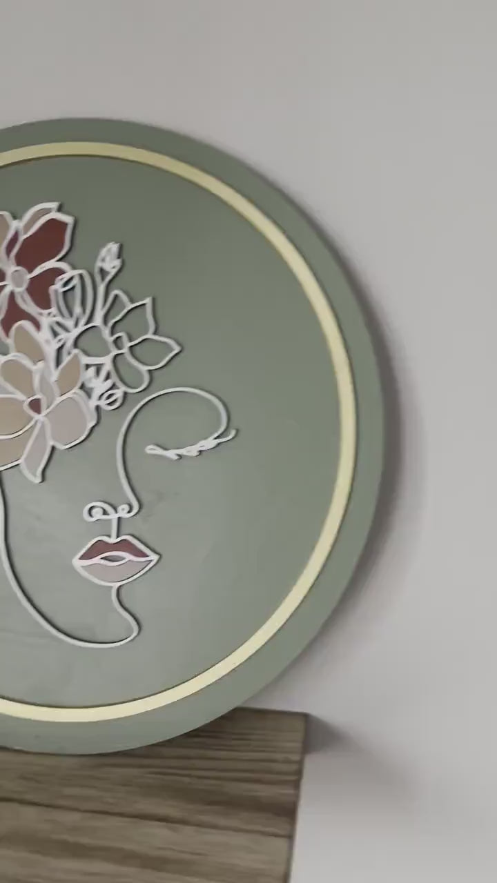 Boho Floral Woman Face Outline, Floral Head Woman, Woman Line Drawing, Modern Wall Decor, Feminine Wall Art, Modern Boho, Laser Cut Decor