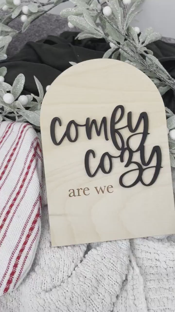 Comfy Cozy Are We Sign, Sleigh Ride Sign, Board, Christmas Hanging Decor, Christmas Arch decor, Modern Decorations, Minimalist Christmas