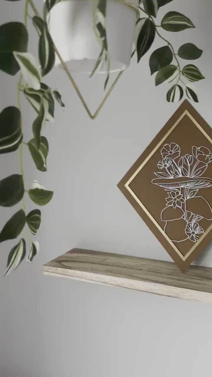 Boho Mushroom Floral Wood Art, Plant Lover Home Decor, Mushroom Art, Modern Boho, Laser Cut Decor Feminine Wall Art, Boho Home Decor