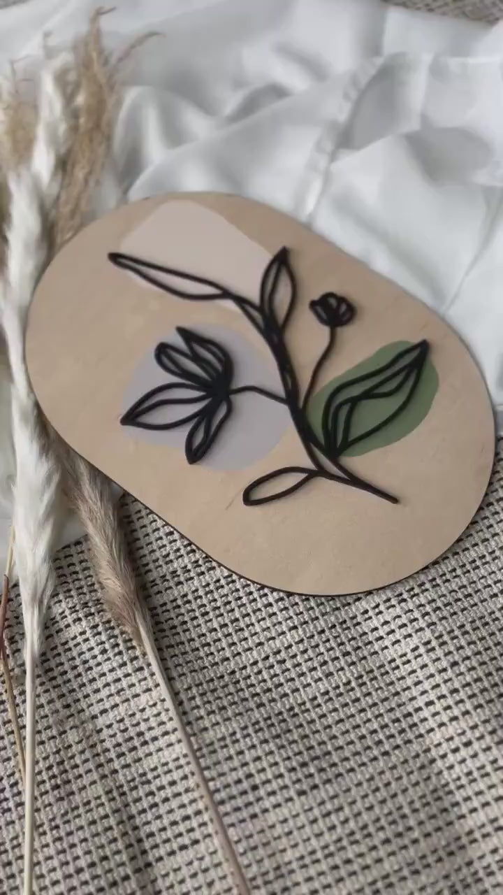 Boho Floral Greenery Wood Sign, Modern Wall Decor, Feminine Wall Art, Modern Boho, Minimalist, Laser Cut Decor, Boho Home Decor