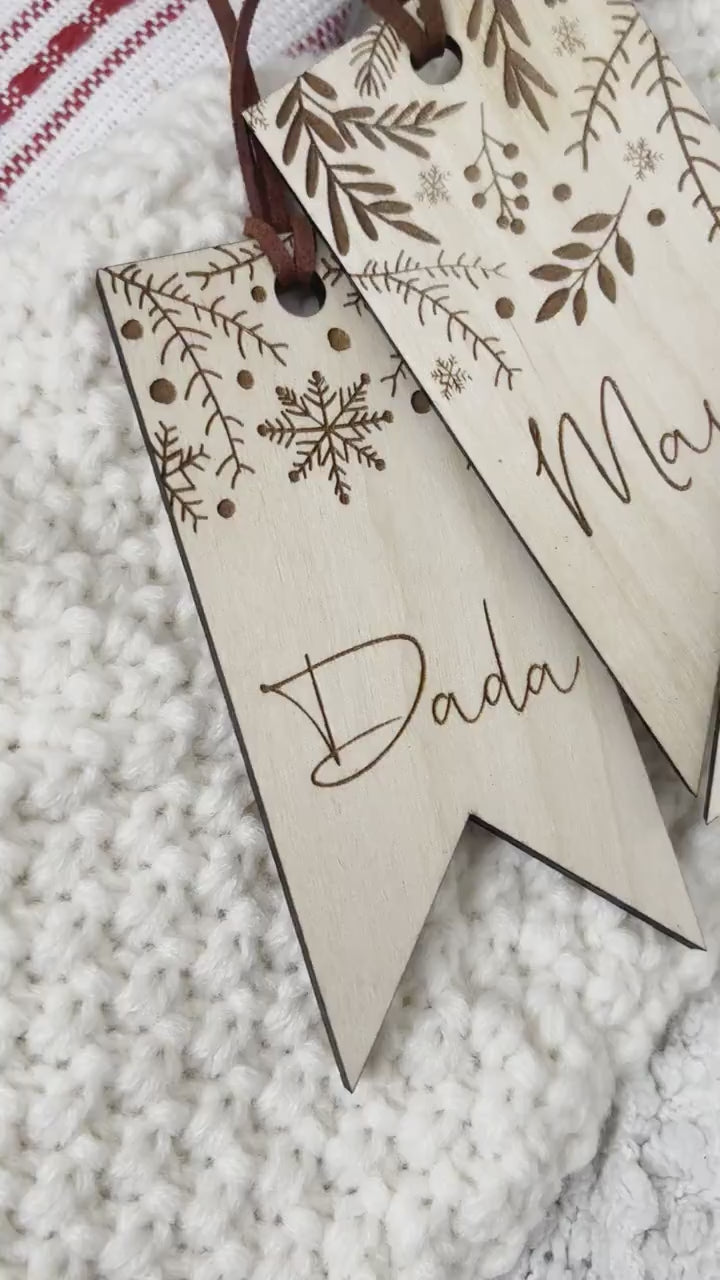 Personalized Christmas Stocking Tags, Stocking Name Tags, Wooden Name Tags, Personalized Wooden Tags, Laser Engraved Gift Tags, Laser Cut