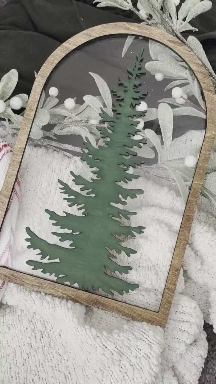 Modern Christmas Tree Sign, Evergreen Drawing Sign, Christmas Acrylic Hanging Decor, Christmas Arch decor, Minimalist Christmas