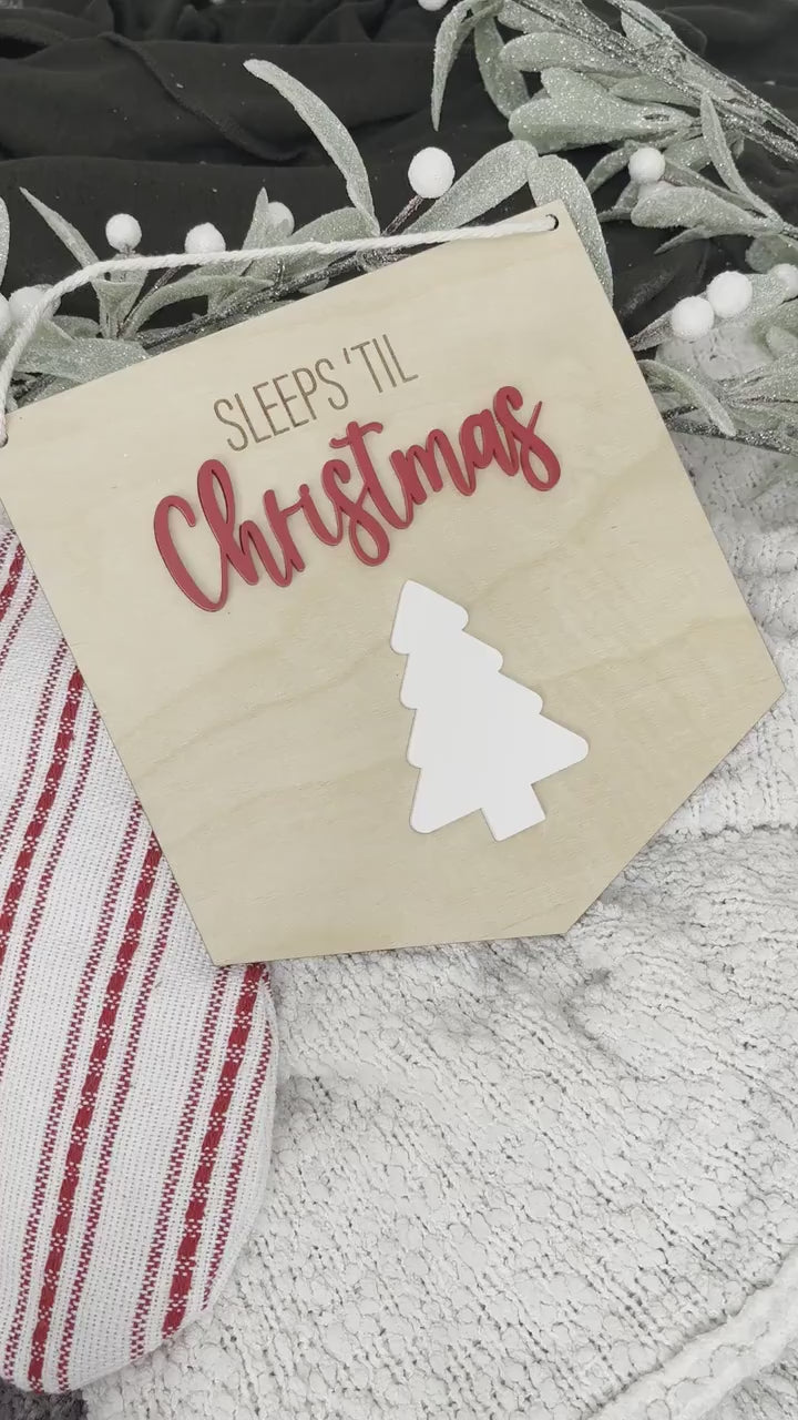 Christmas Countdown Sign, Sleeps until Santa Visits, Christmas Countdown, Modern Christmas, Sleeps Until Christmas, Days Until Christmas