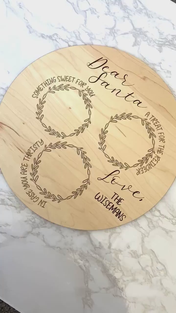 Santa Serving Tray Round, Treats for Santa, Dear Santa Board Personalized, Christmas Eve Tray, SantaLaser Cut Sign, Personalized Gift