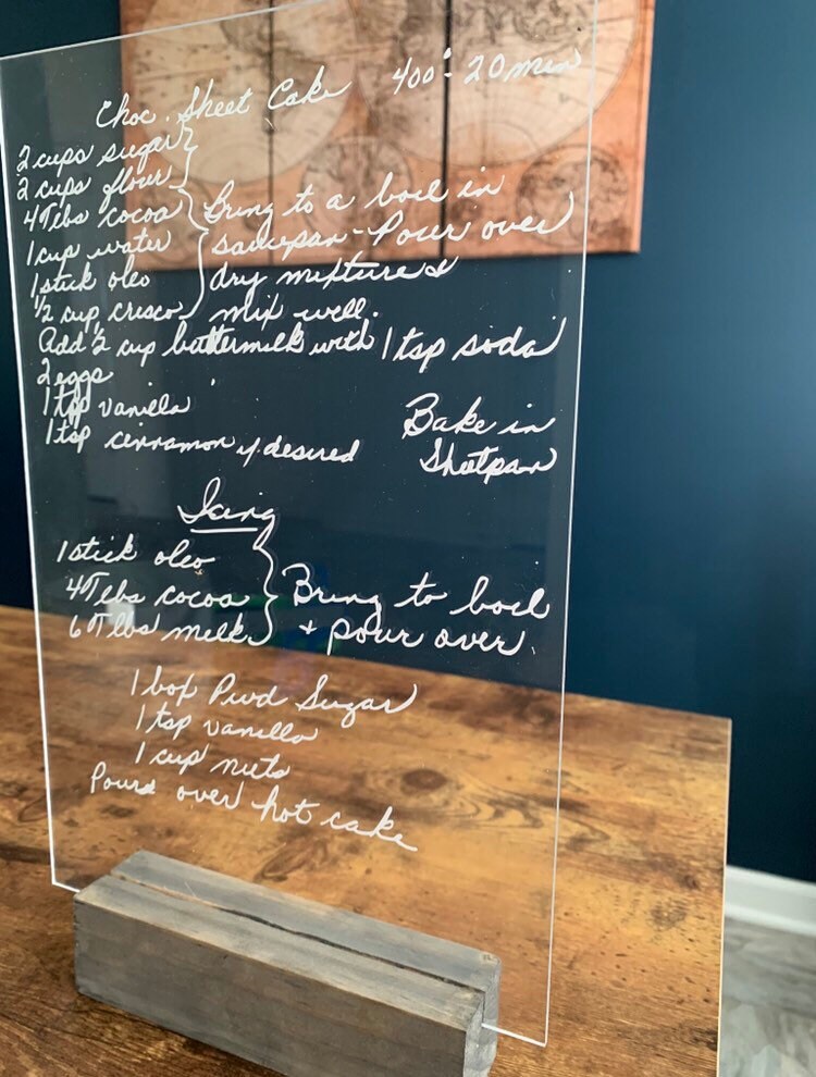 Custom Engraved Acrylic Recipe Handwriting Sign, Personalized Handwriting Sign, Handwriting Gift, Laser Cut Sign