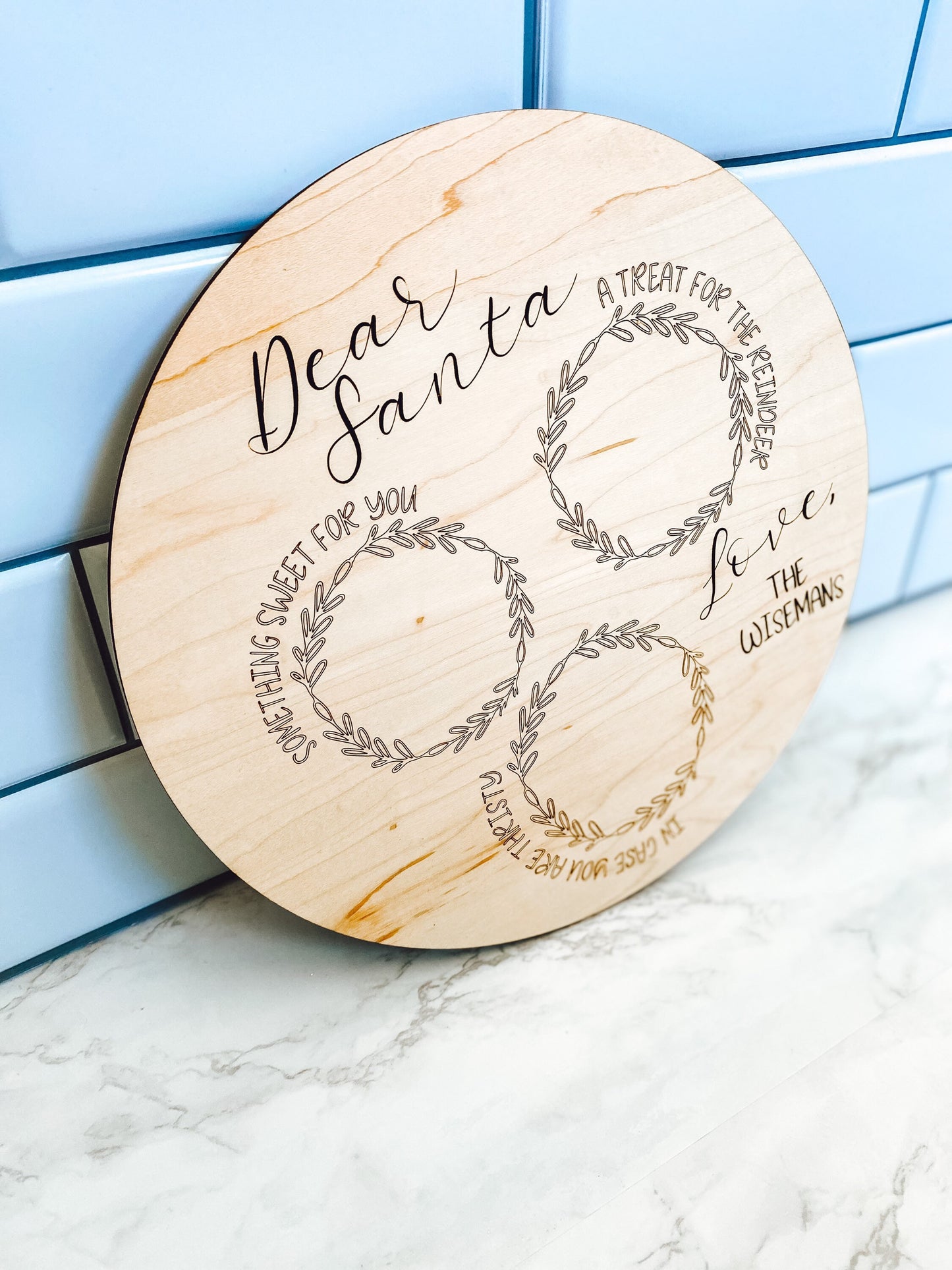 Santa Serving Tray Round, Treats for Santa, Dear Santa Board Personalized, Christmas Eve Tray, SantaLaser Cut Sign, Personalized Gift