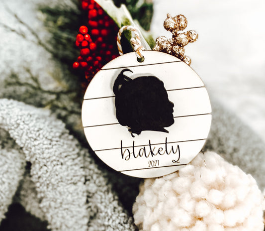 Custom Silhouette Ornament, Wood Christmas Ornament, Custom Ornament Baby, Christmas Ornaments Personalized, Laser Cut Wood