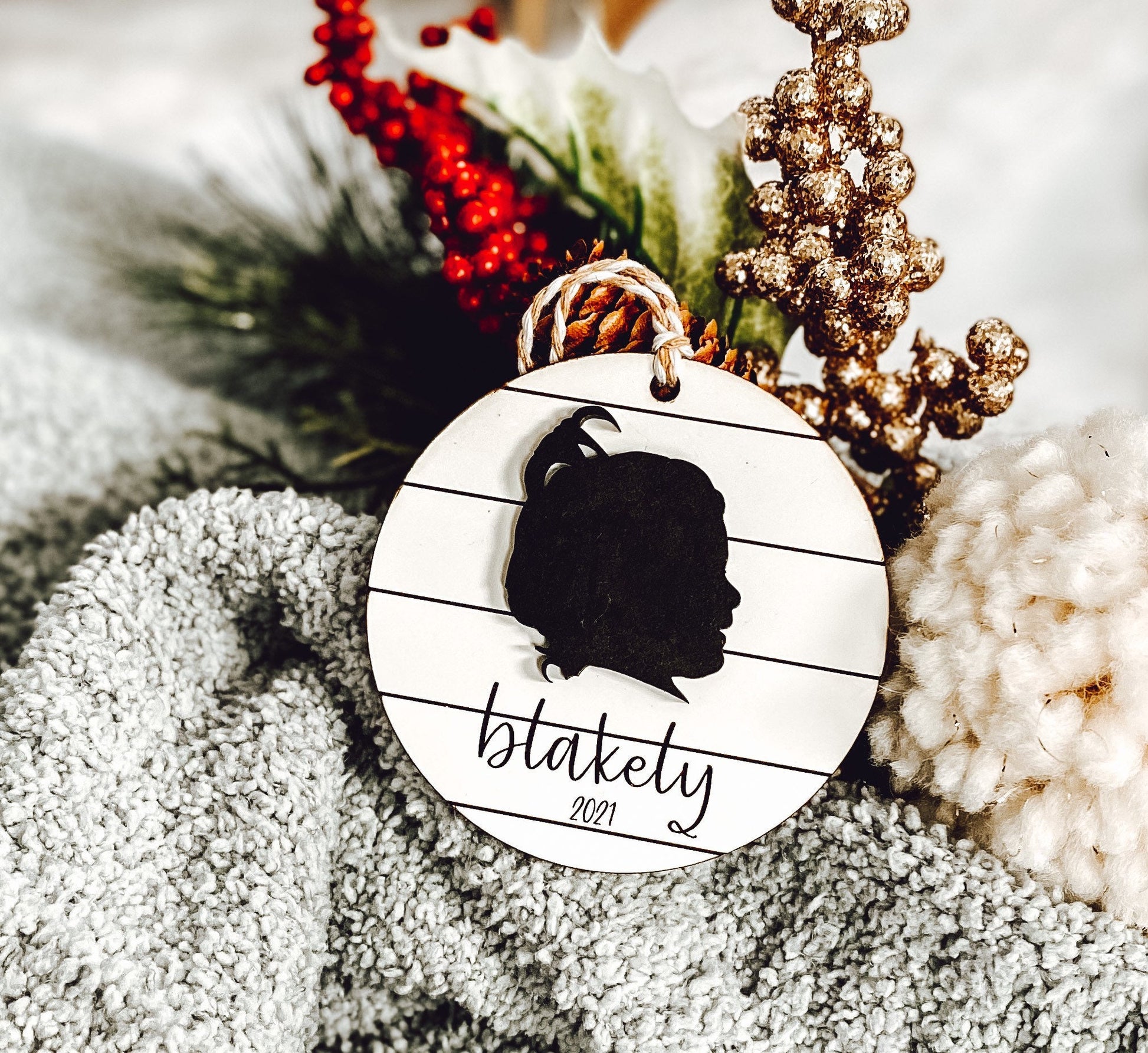 Custom Silhouette Ornament, Wood Christmas Ornament, Custom Ornament Baby, Christmas Ornaments Personalized, Laser Cut Wood