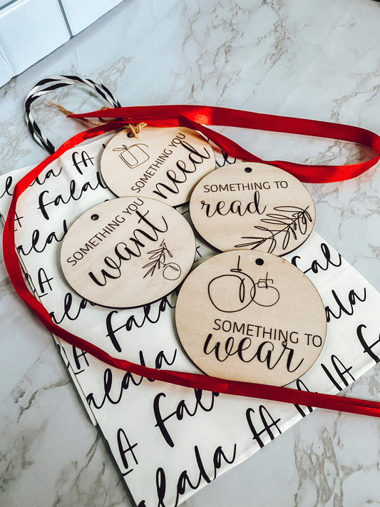 Laser Engraved Gift Tags, Personalized Gift Tags, Something You Want Something You Need Tag, Gift Tags Set, Christmas Gift Tags, Laser Cut