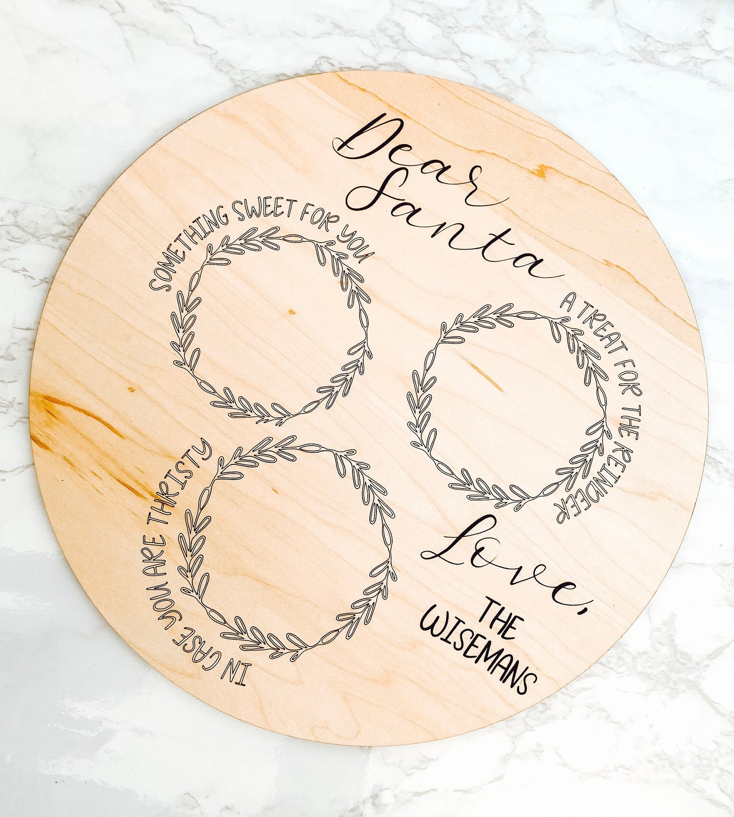 Santa Serving Tray Round, Treats for Santa, Dear Santa Board Personalized, Christmas Eve Tray, SantaLaser Cut Sign, Personalized Gift