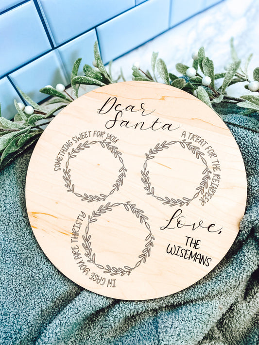 Santa Serving Tray Round, Treats for Santa, Dear Santa Board Personalized, Christmas Eve Tray, SantaLaser Cut Sign, Personalized Gift
