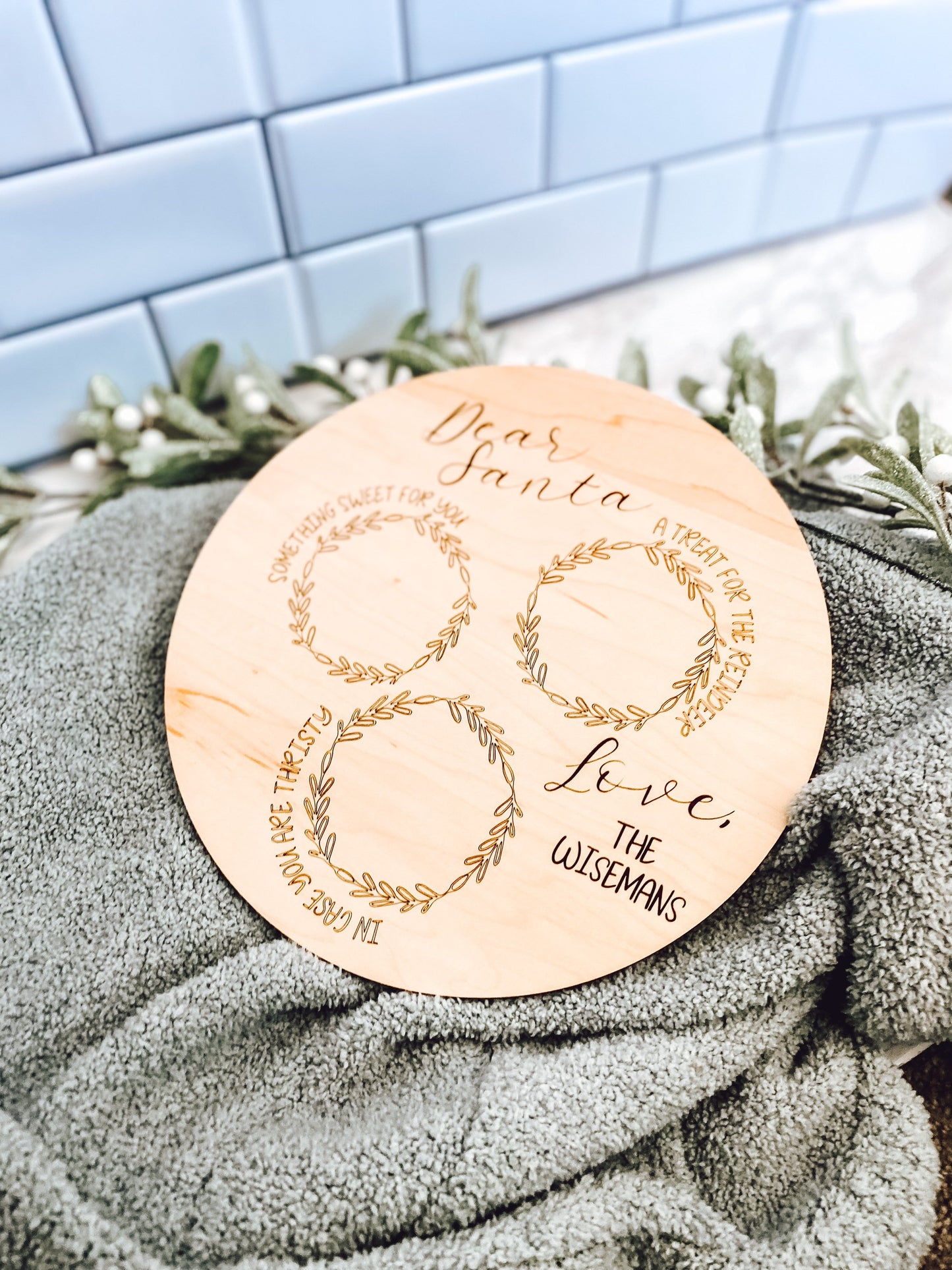 Santa Serving Tray Round, Treats for Santa, Dear Santa Board Personalized, Christmas Eve Tray, SantaLaser Cut Sign, Personalized Gift