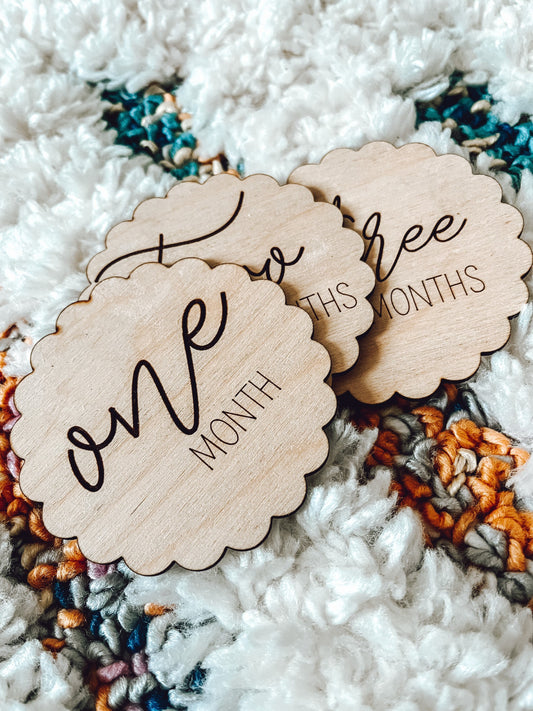 Baby Monthly Milestone Markers, Laser Engraved Wood Monthly Markers, Baby Photo Props, Newborn and Birth Announcement, Baby Shower Gift