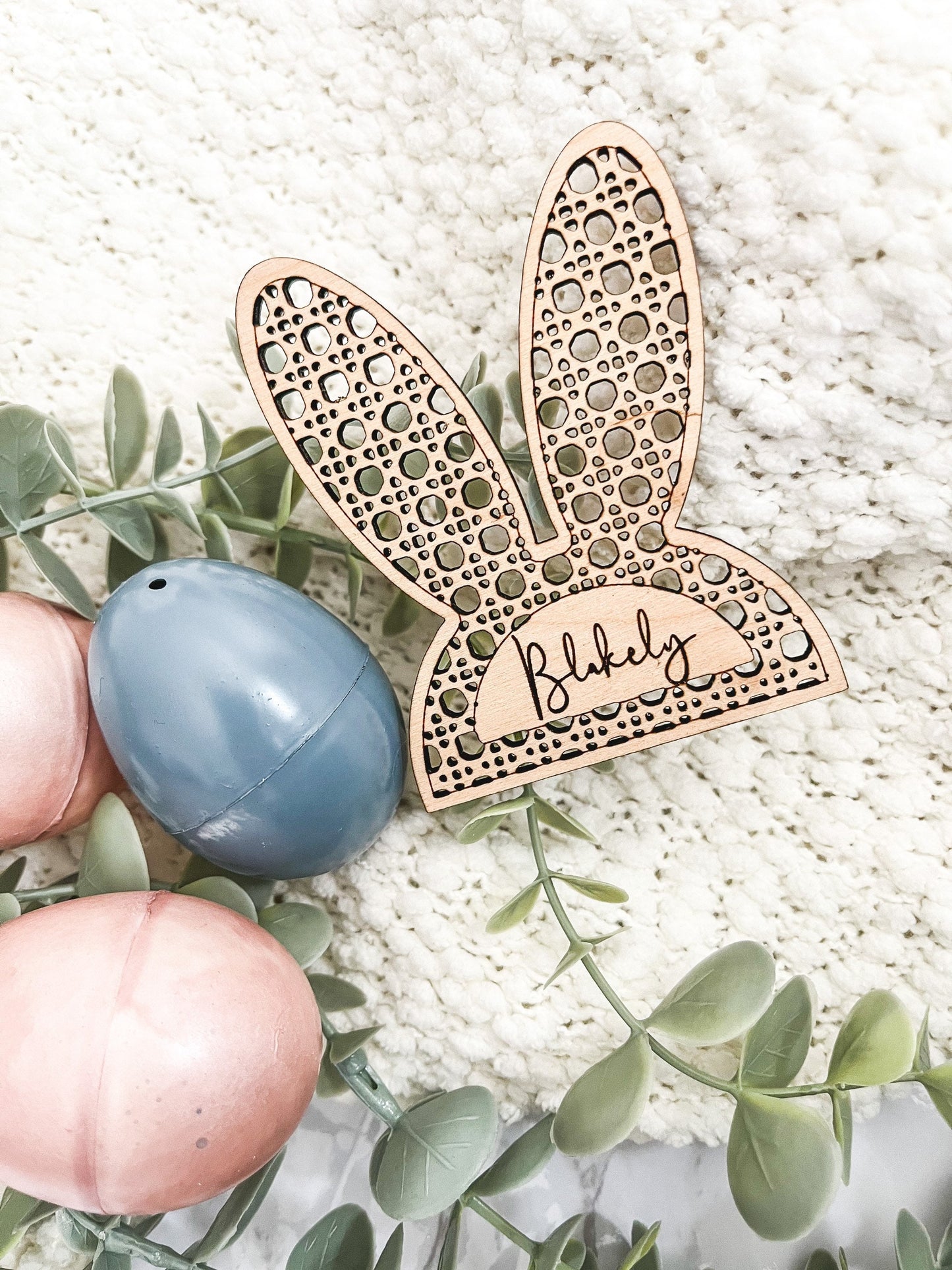 Boho Cane Easter Tag, Easter Basket Gift Tag, Bunny Gift Tag, Easter Gift Tag, Easter Wood Tags, Wooden Spring Name Tag, Custom Name Tag