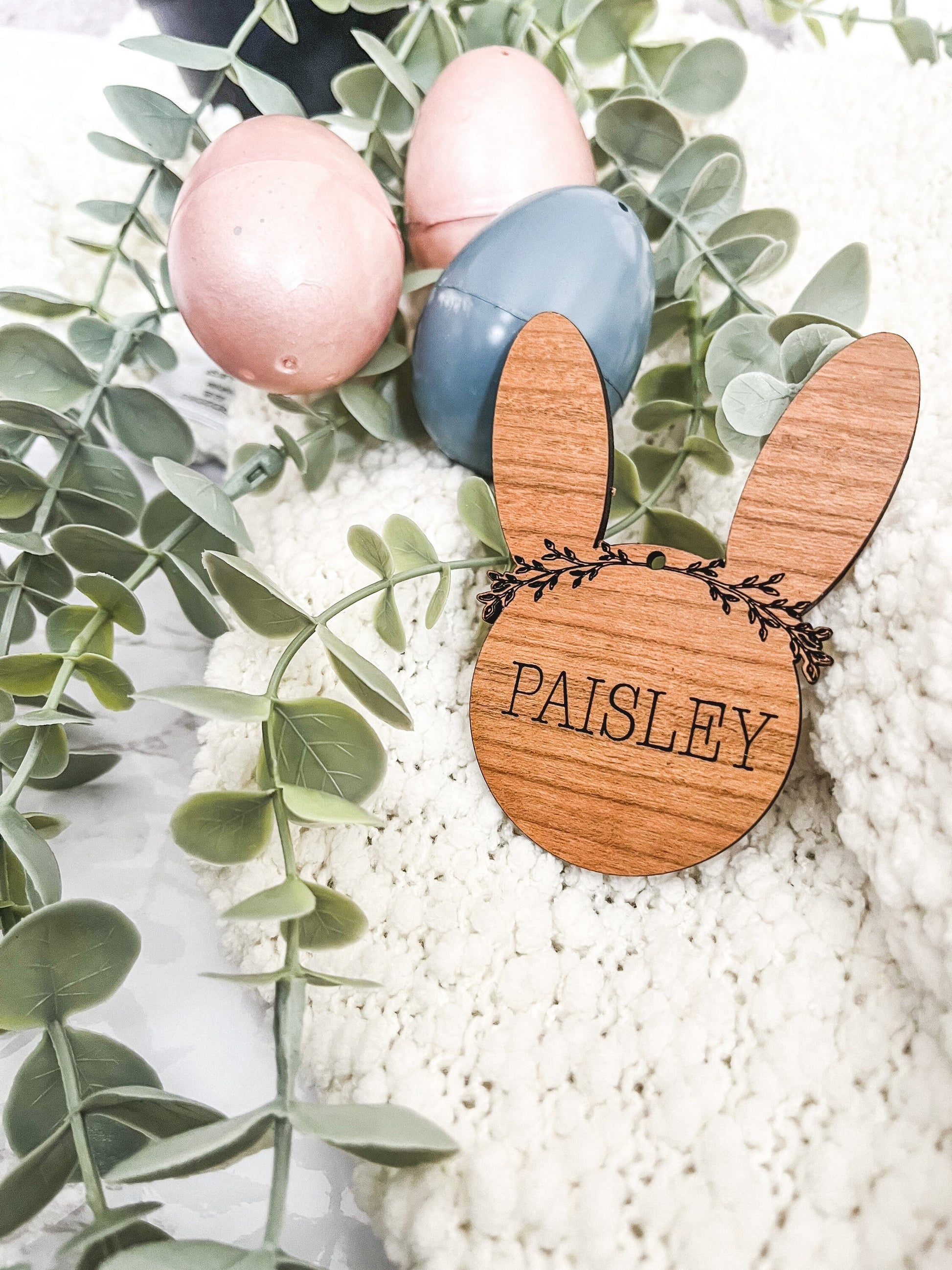 Flower Crown Easter Tag, Easter Basket Gift Tag, Bunny Gift Tag, Easter Gift Tag, Easter Wood Tags, Wooden Spring Name Tag, Custom Name Tag