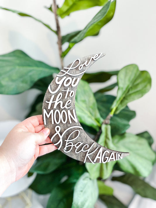 Love You To The Moon & Back Nursery Moon Decor, Nursery Decor, Kids Room Sign, Little Boy Decor, Boys Room Sign, Baby Shower Gift