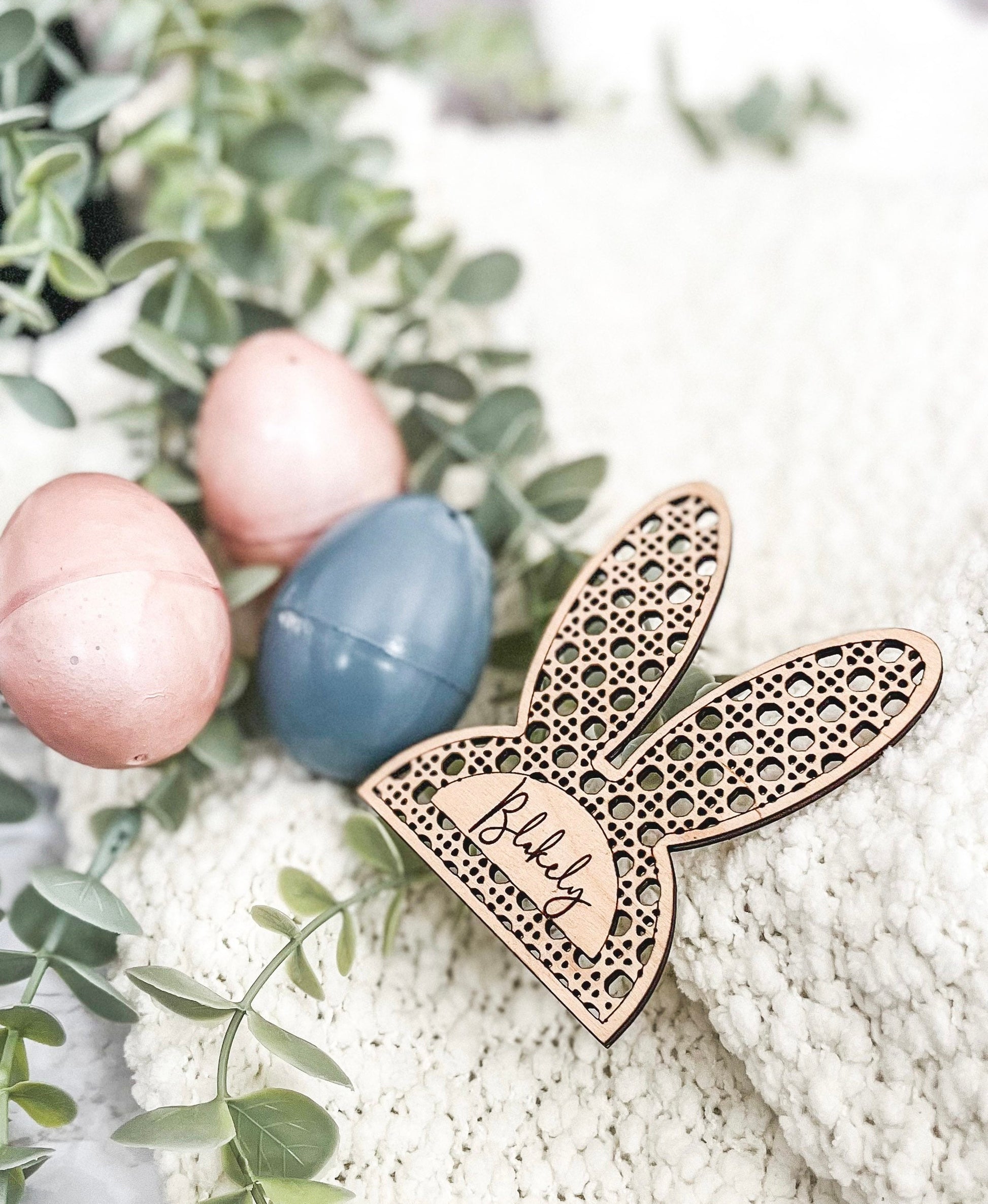 Boho Cane Easter Tag, Easter Basket Gift Tag, Bunny Gift Tag, Easter Gift Tag, Easter Wood Tags, Wooden Spring Name Tag, Custom Name Tag