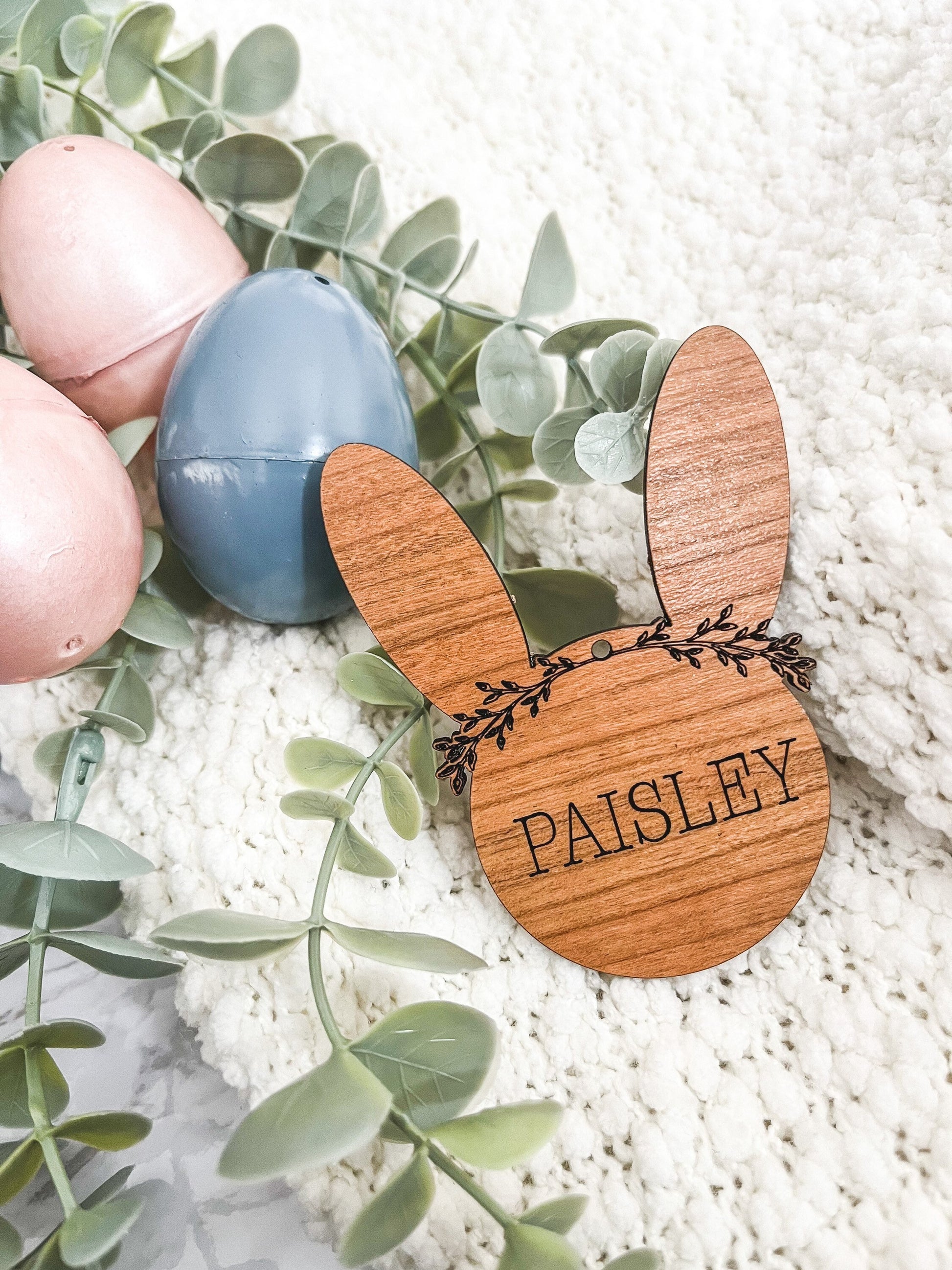 Flower Crown Easter Tag, Easter Basket Gift Tag, Bunny Gift Tag, Easter Gift Tag, Easter Wood Tags, Wooden Spring Name Tag, Custom Name Tag