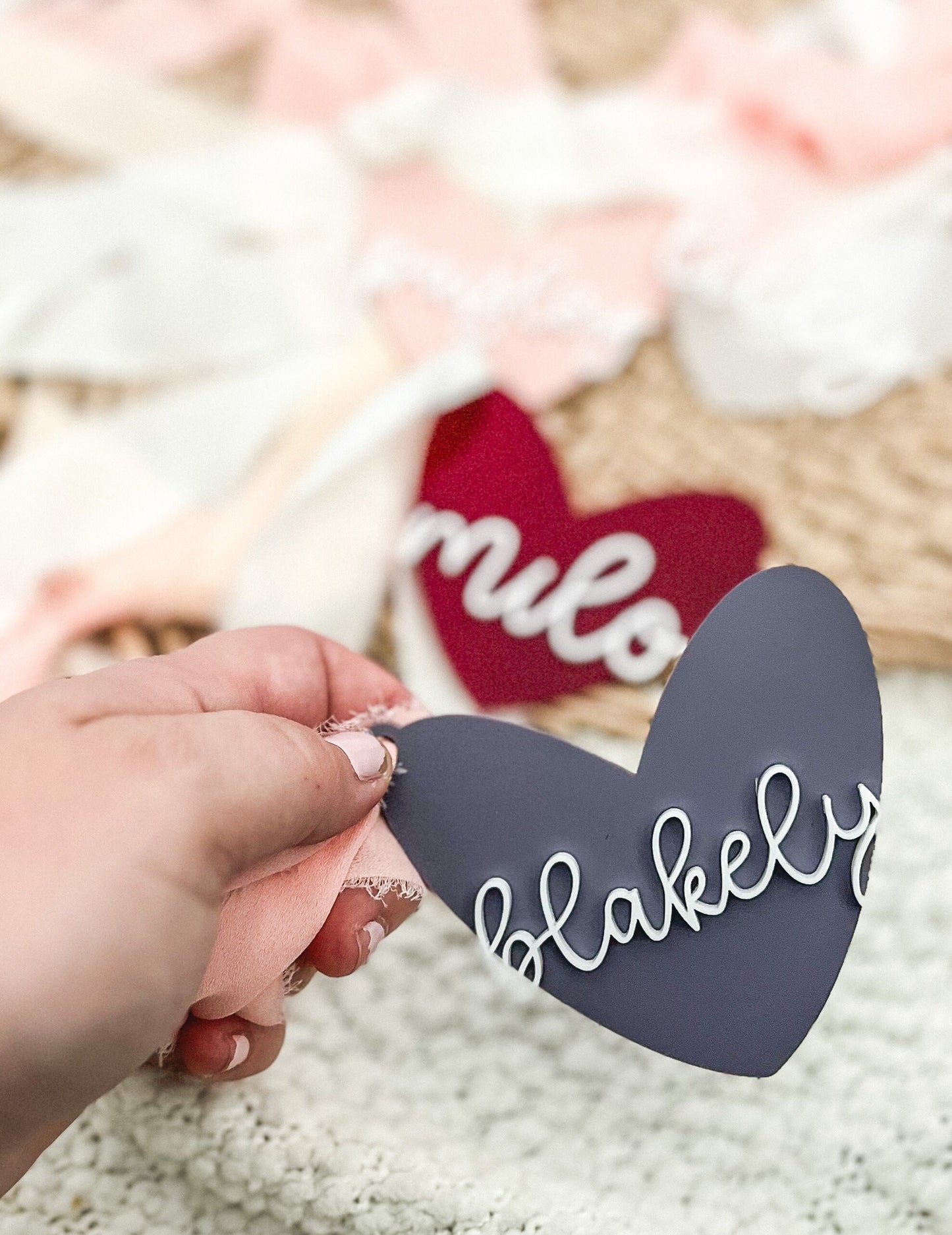 Valentine's Day Tag, Valentine's Day Basket Gift Tag, Heart Gift Tag, Valentines Gift Tag, Valentine's Acrylic Tags, Wooden Heart Name Tag