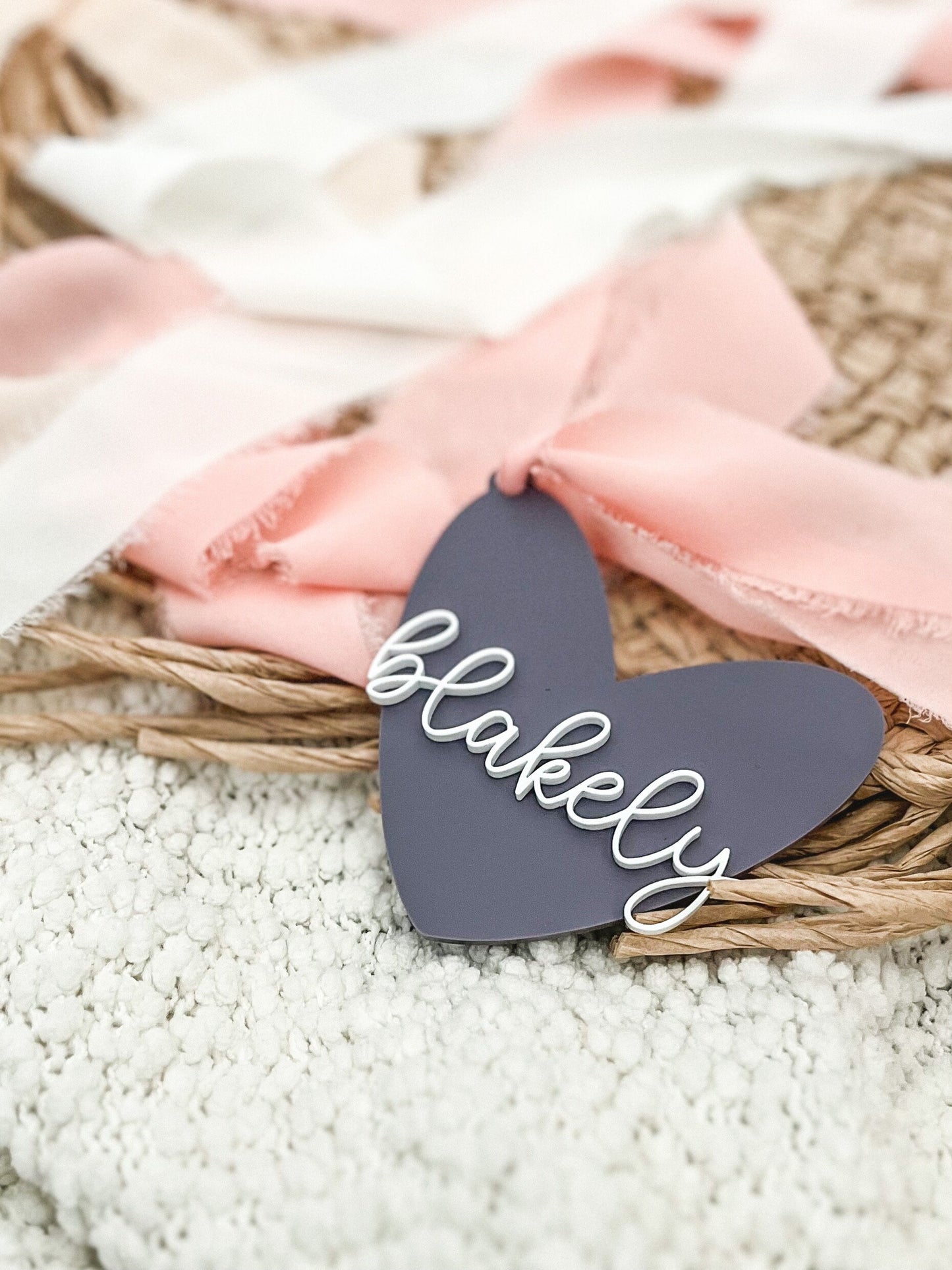 Valentine's Day Tag, Valentine's Day Basket Gift Tag, Heart Gift Tag, Valentines Gift Tag, Valentine's Acrylic Tags, Wooden Heart Name Tag