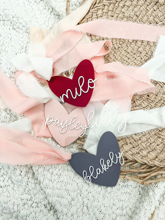 Valentine's Day Tag, Valentine's Day Basket Gift Tag, Heart Gift Tag, Valentines Gift Tag, Valentine's Acrylic Tags, Wooden Heart Name Tag