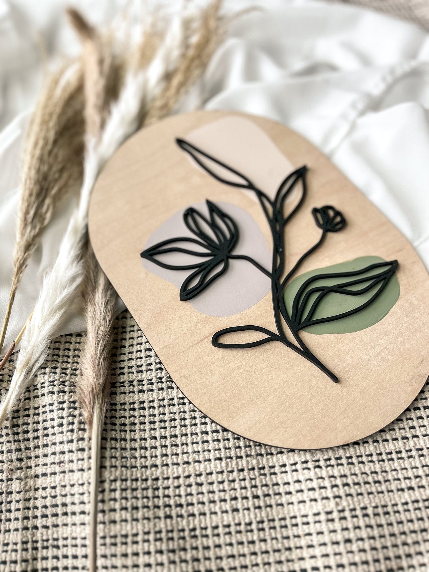 Boho Floral Greenery Wood Sign, Modern Wall Decor, Feminine Wall Art, Modern Boho, Minimalist, Laser Cut Decor, Boho Home Decor