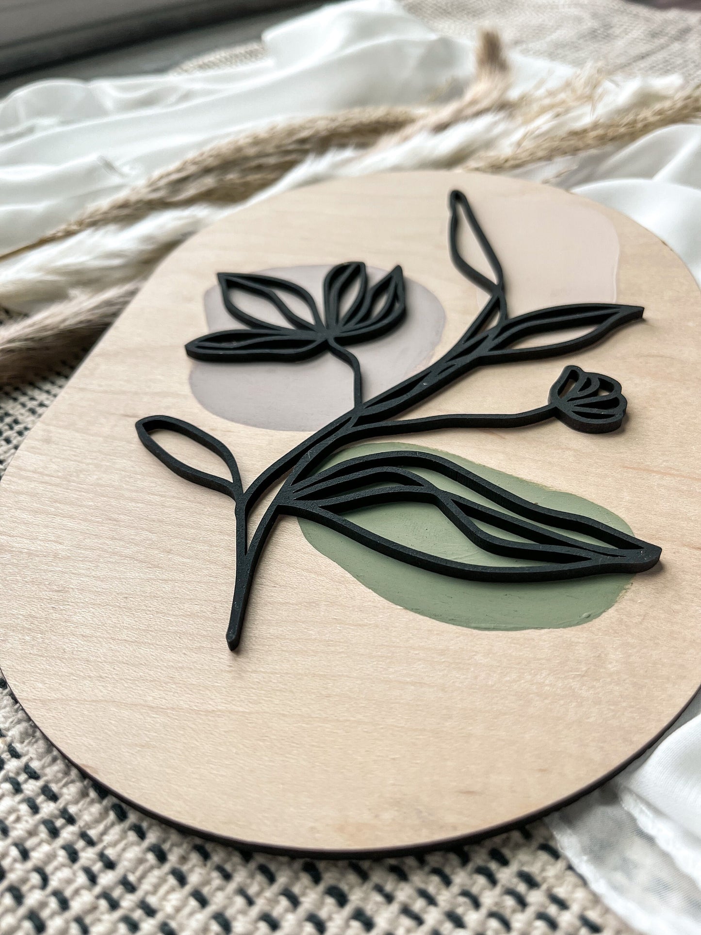 Boho Floral Greenery Wood Sign, Modern Wall Decor, Feminine Wall Art, Modern Boho, Minimalist, Laser Cut Decor, Boho Home Decor