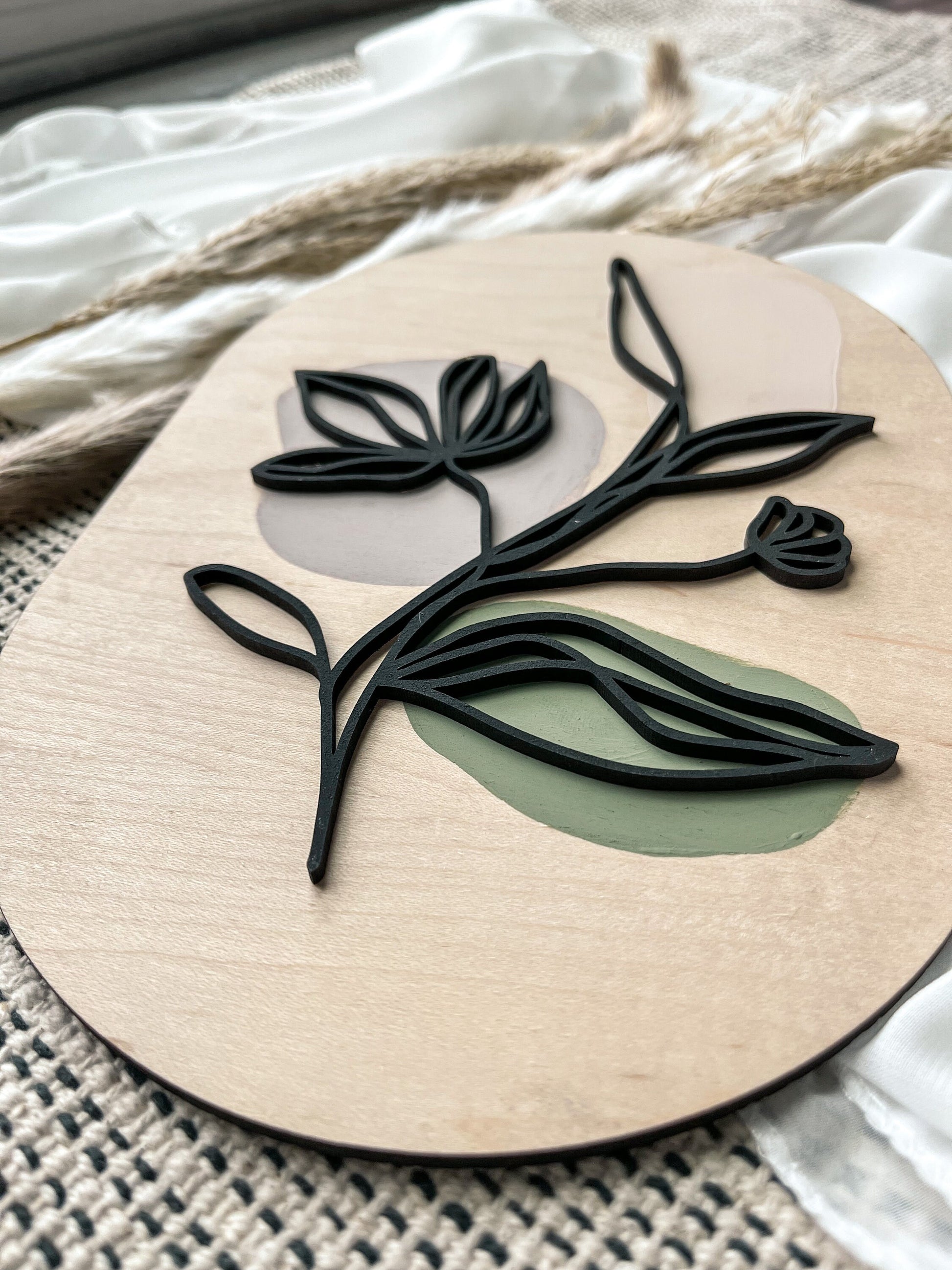 Boho Floral Greenery Wood Sign, Modern Wall Decor, Feminine Wall Art, Modern Boho, Minimalist, Laser Cut Decor, Boho Home Decor