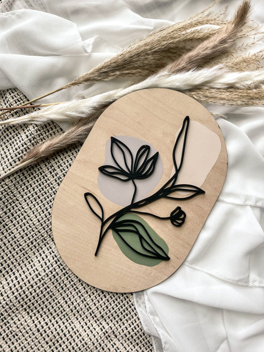 Boho Floral Greenery Wood Sign, Modern Wall Decor, Feminine Wall Art, Modern Boho, Minimalist, Laser Cut Decor, Boho Home Decor