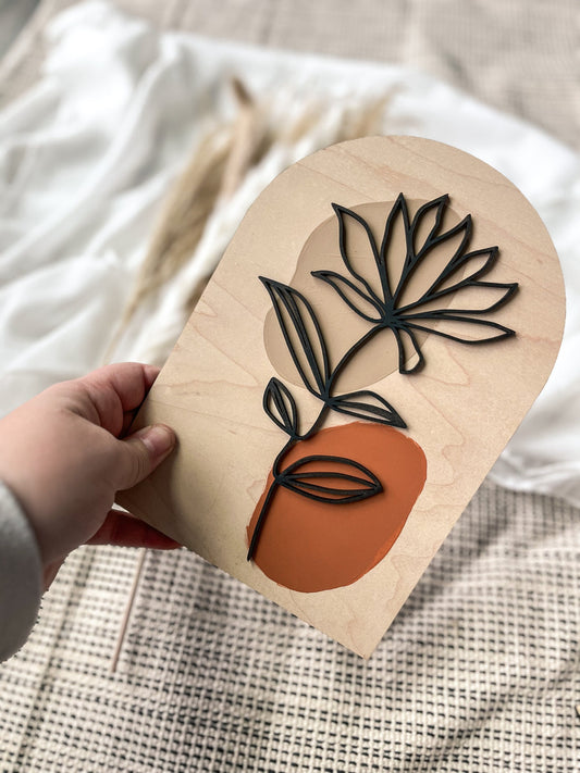 Boho Floral Greenery Wood Sign, Arch Modern Wall Decor, Feminine Wall Art, Modern Boho, Minimalist, Laser Cut Decor, Boho Home Decor