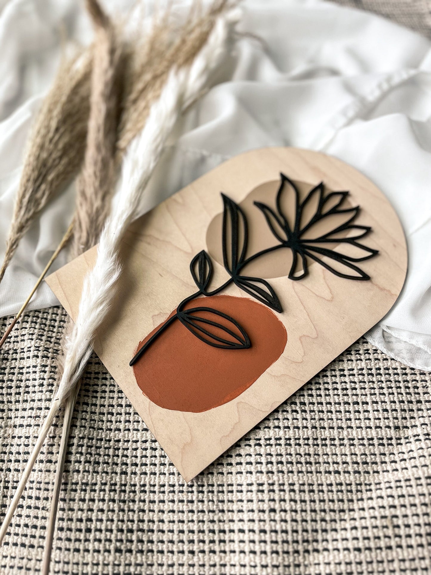 Boho Floral Greenery Wood Sign, Arch Modern Wall Decor, Feminine Wall Art, Modern Boho, Minimalist, Laser Cut Decor, Boho Home Decor