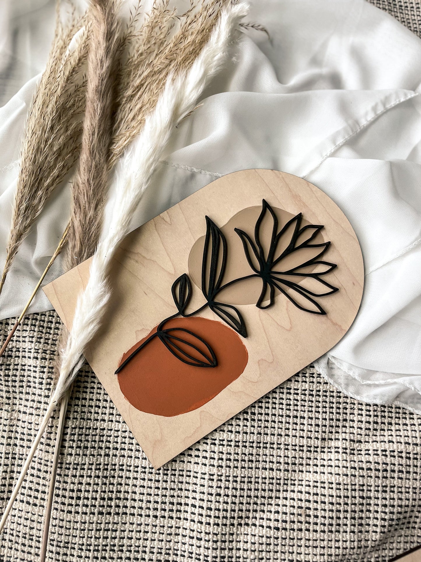 Boho Floral Greenery Wood Sign, Arch Modern Wall Decor, Feminine Wall Art, Modern Boho, Minimalist, Laser Cut Decor, Boho Home Decor