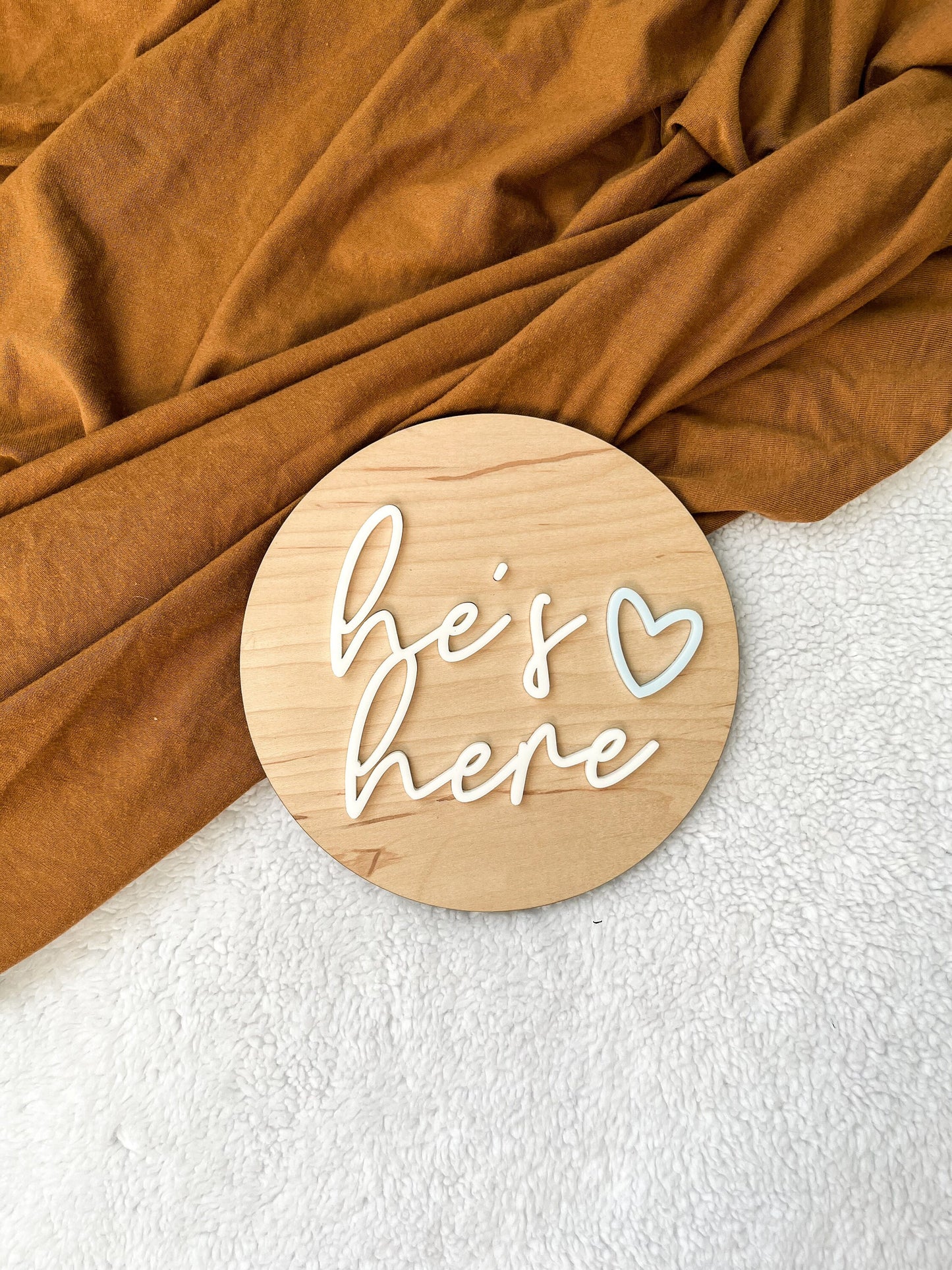 He's Here / She's Here Baby Announcement Sign, Newborn Photo Prop, Baby Shower Gift, Personalized Gifts, Hospital Sign, Hello World Sign
