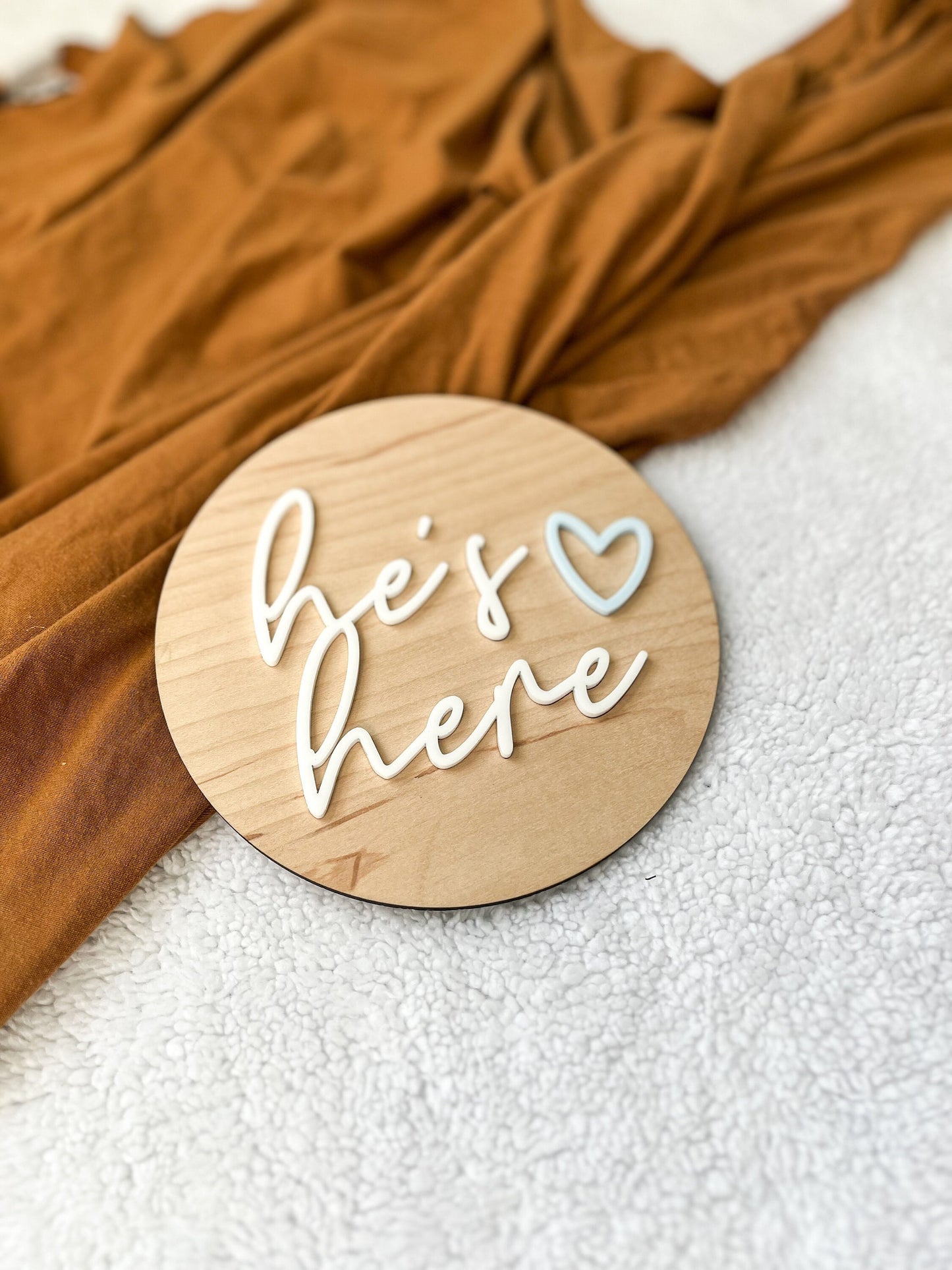 He's Here / She's Here Baby Announcement Sign, Newborn Photo Prop, Baby Shower Gift, Personalized Gifts, Hospital Sign, Hello World Sign