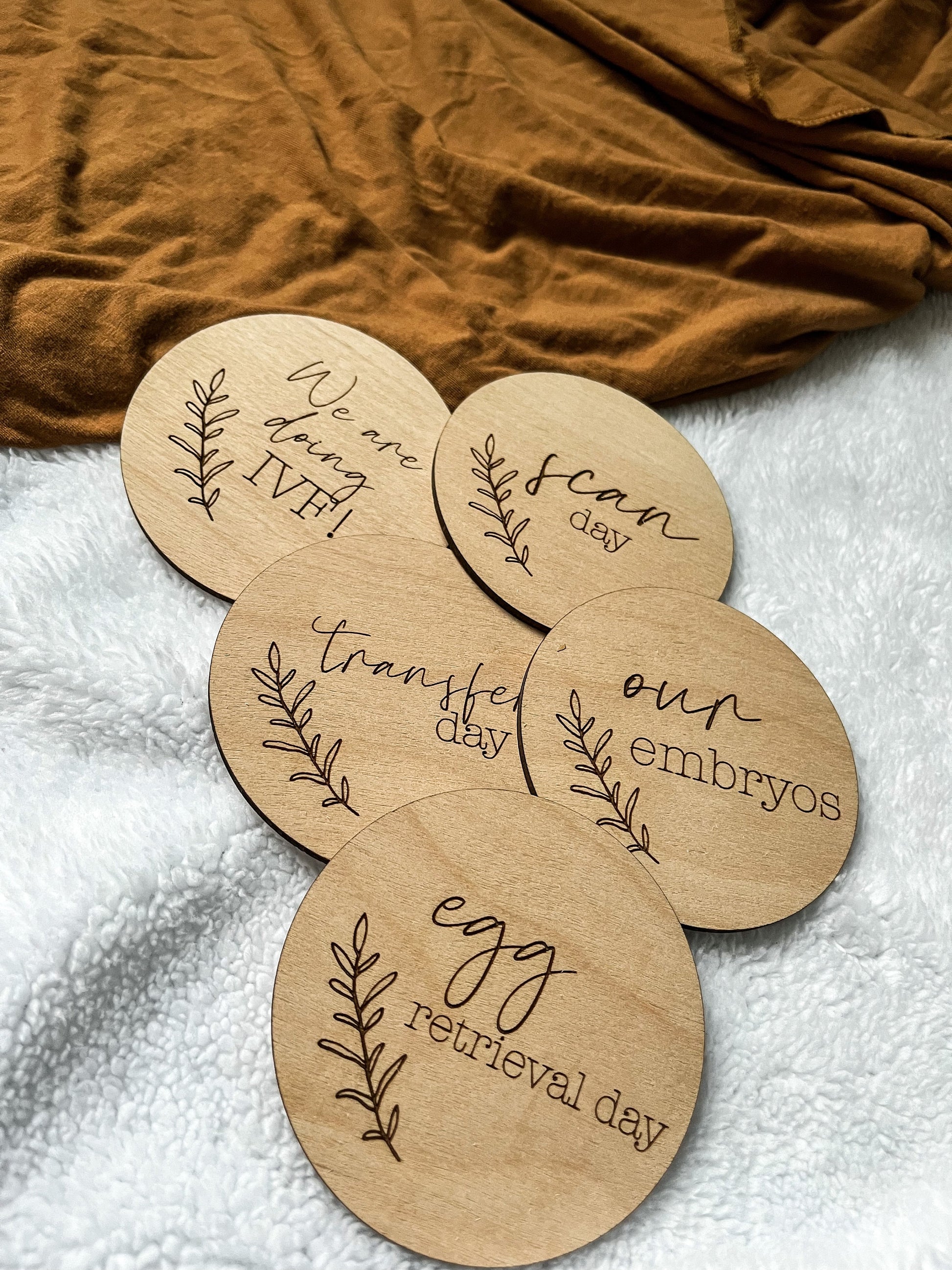 Wooden IVF Milestone Cards, IVF, Infertility, We're doing IVF, Laser Engraved Wood Monthly Markers, Baby Photo Props