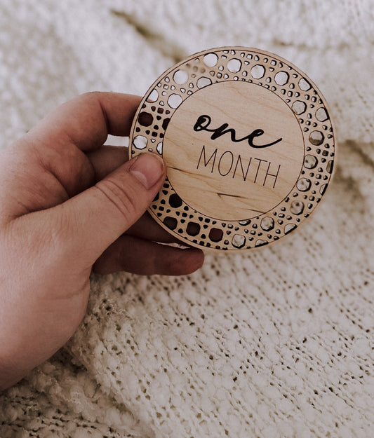 Boho Baby Monthly Milestone Markers, Laser Engraved Wood Monthly Markers, Baby Photo Props, Newborn and Birth Announcement, Baby Shower Gift