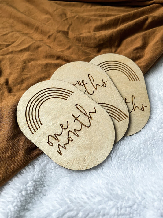 Rainbow Baby Monthly Milestone Markers, Engraved Wood Monthly Markers, Baby Photo Props, Newborn and Birth Announcement, Baby Shower Gift