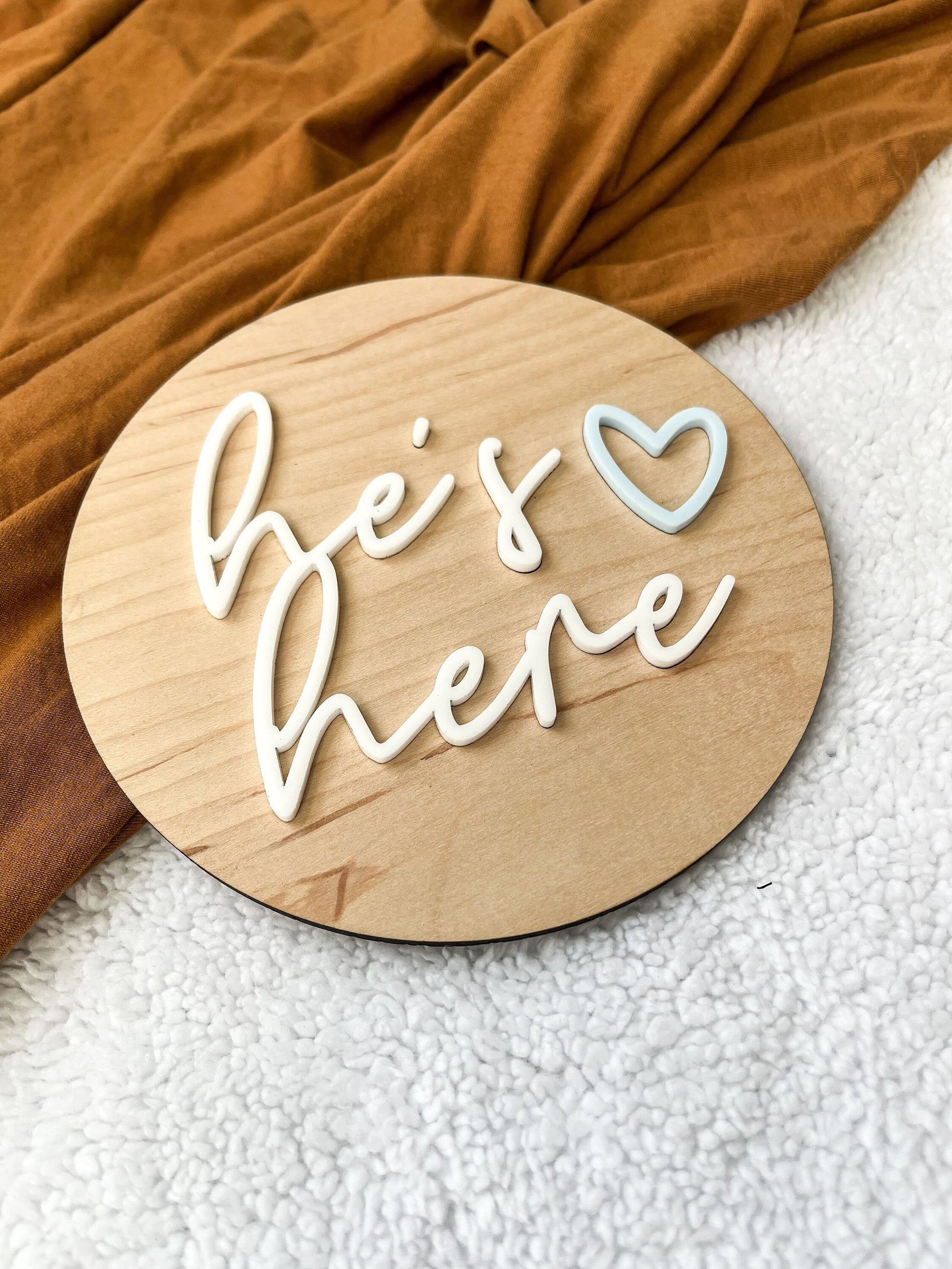 He's Here / She's Here Baby Announcement Sign, Newborn Photo Prop, Baby Shower Gift, Personalized Gifts, Hospital Sign, Hello World Sign