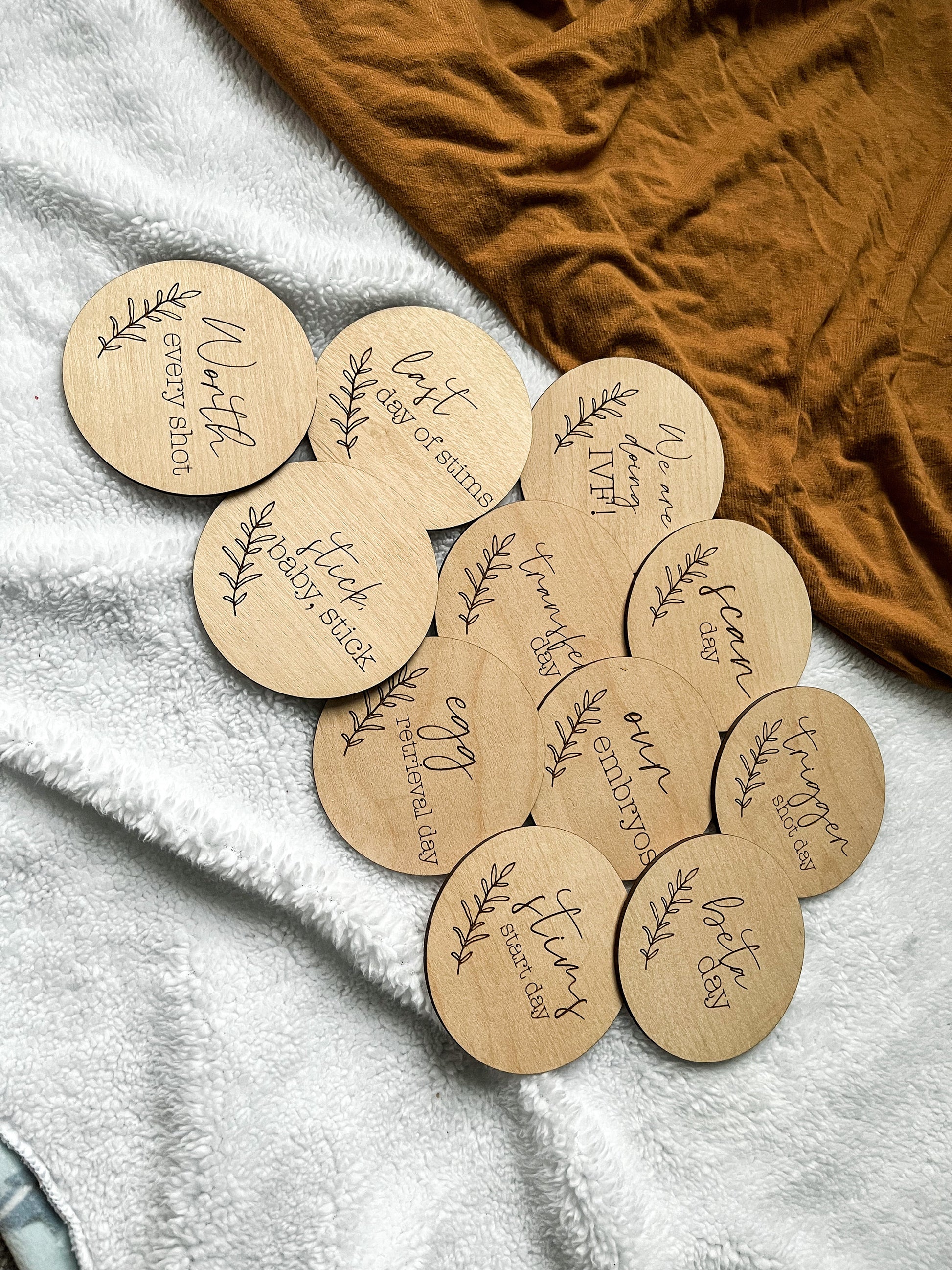 Wooden IVF Milestone Cards, IVF, Infertility, We're doing IVF, Laser Engraved Wood Monthly Markers, Baby Photo Props