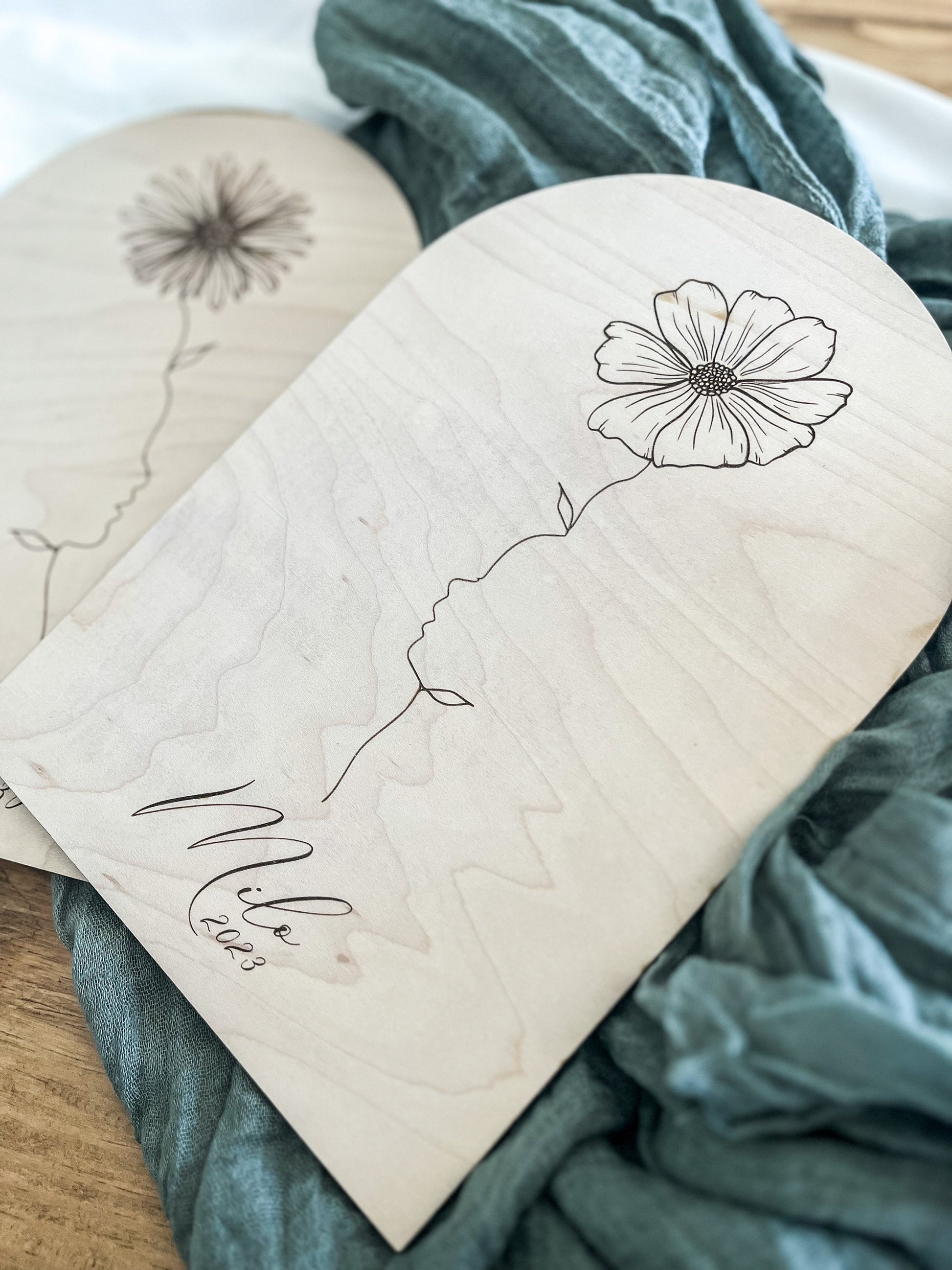 Custom Silhouette Birth Month Flower Wall Art, Mother's Day Gift, Modern Floral Sign, Handmade Wood and Acrylic Sign, Arch Home Decor