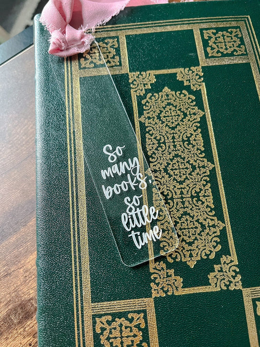 So Many Books, So Little Time Bookmark, Line Drawing for Book Lover, Funny Bookmark Gift, Laser Engraved Wood Bookmark