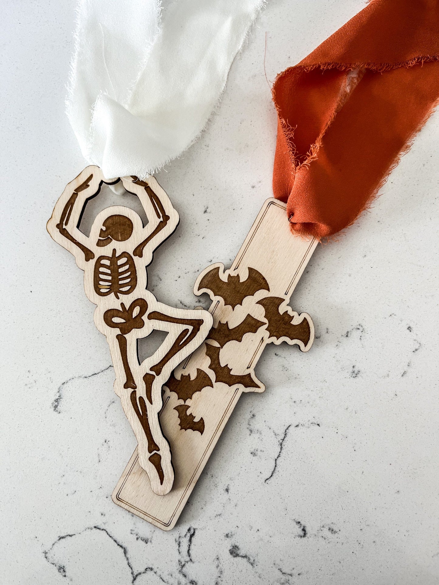 Spooky Dancing Skeleton Bookmark, Funny Bookmark Gift, Laser Engraved Wood Bookmark, Cute Halloween, Spooky Season, Floral Ghost Gift