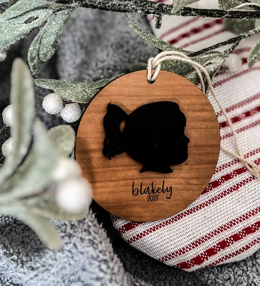 Custom Silhouette Ornament, Wood Christmas Ornament, Custom Ornament Baby, Christmas Ornaments Personalized, Laser Cut Wood