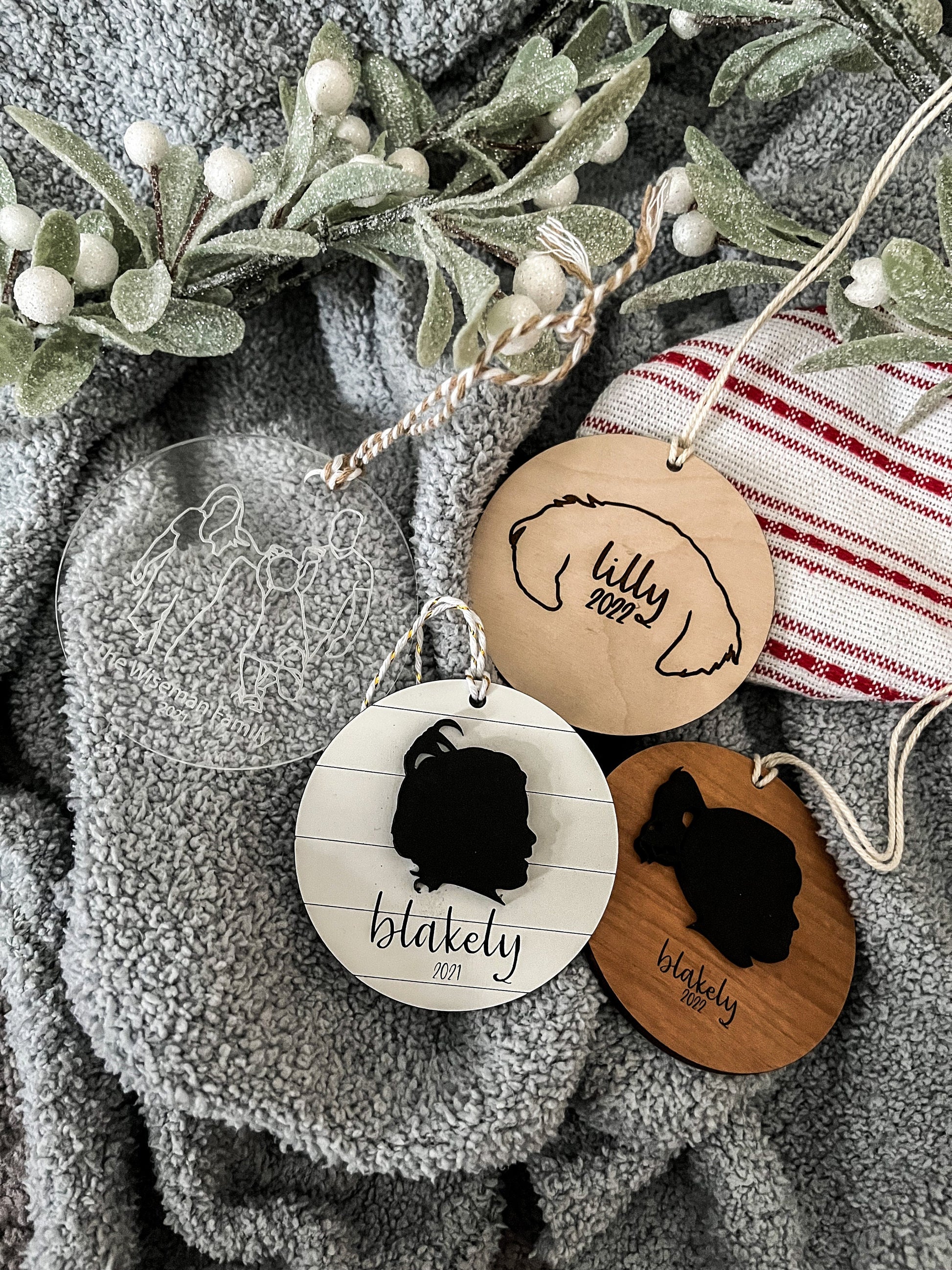 Custom Silhouette Ornament, Wood Christmas Ornament, Custom Ornament Baby, Christmas Ornaments Personalized, Laser Cut Wood