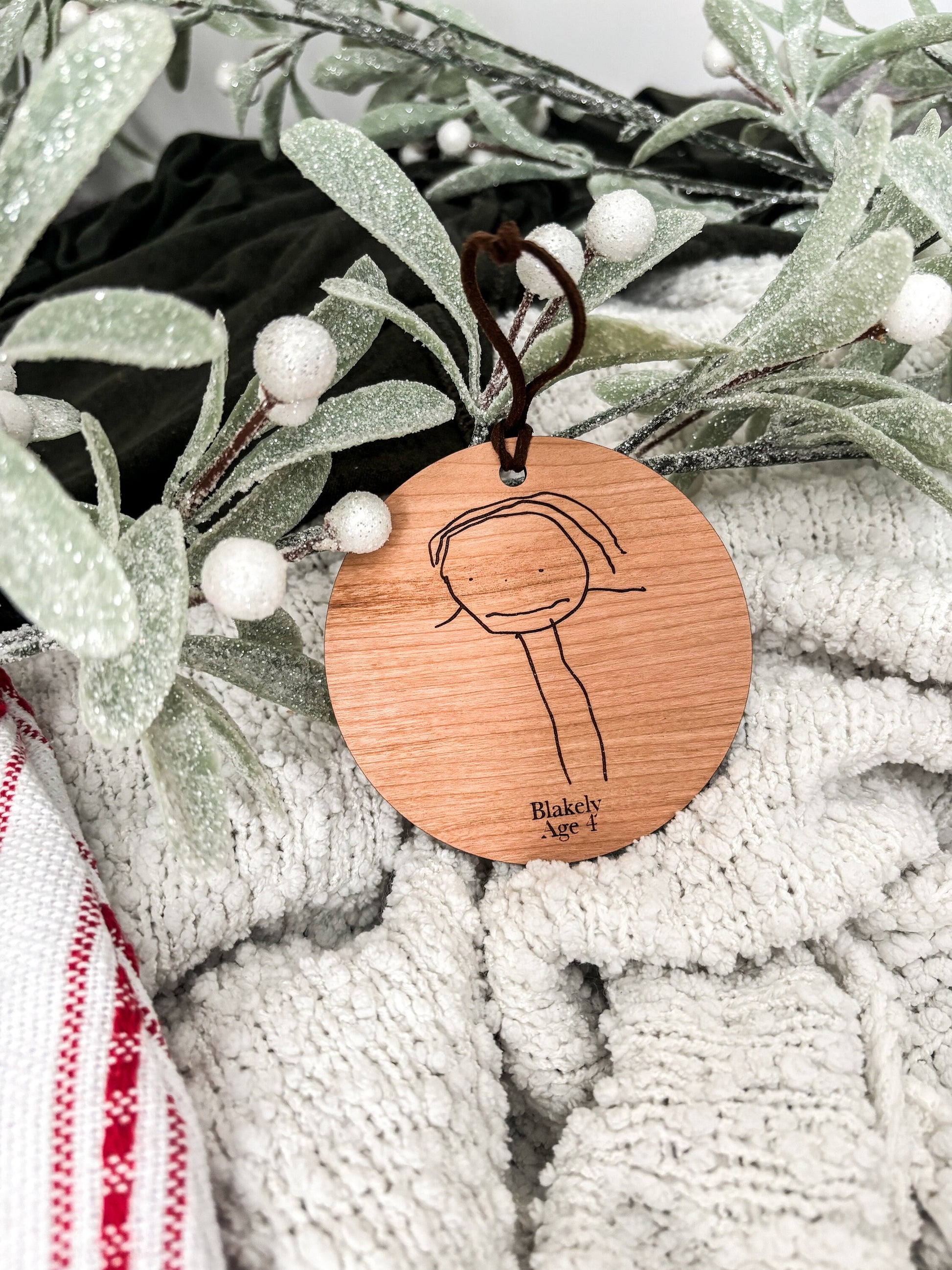 Your Child's Drawing Ornament, Christmas Keepsake, Kid's Handwriting, Drawing, Artwork, Personalized Name, Grandparents Gift, Wood Engraved
