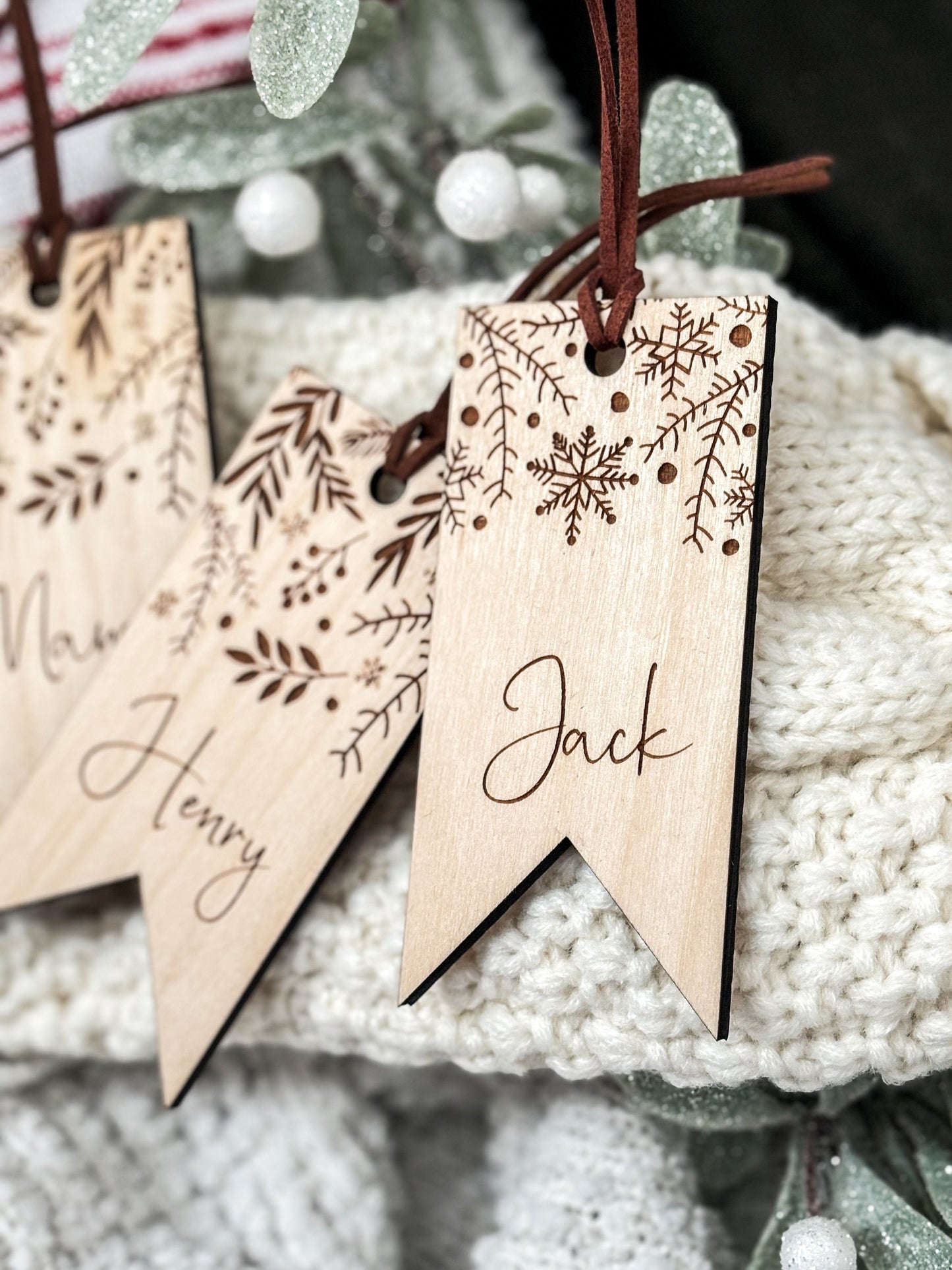 Personalized Christmas Stocking Tags, Stocking Name Tags, Wooden Name Tags, Personalized Wooden Tags, Laser Engraved Gift Tags, Laser Cut